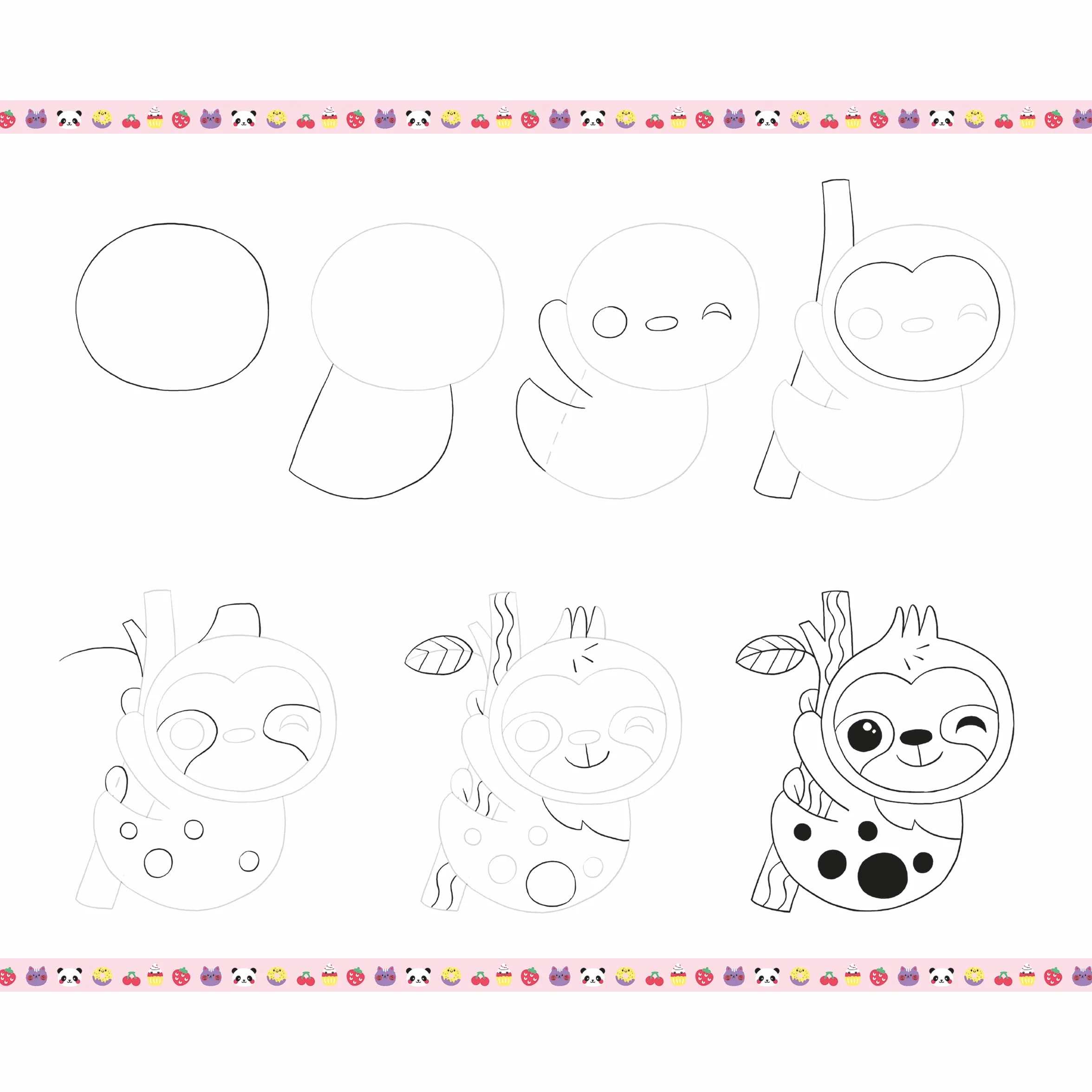 Janod - Step by Step Drawing - Naucz się rysować - 20 modeli Kawaii - Zestaw rysunkowy dla dzieci - Nauka rysowania i koncentracji - Od 6 lat - J09156