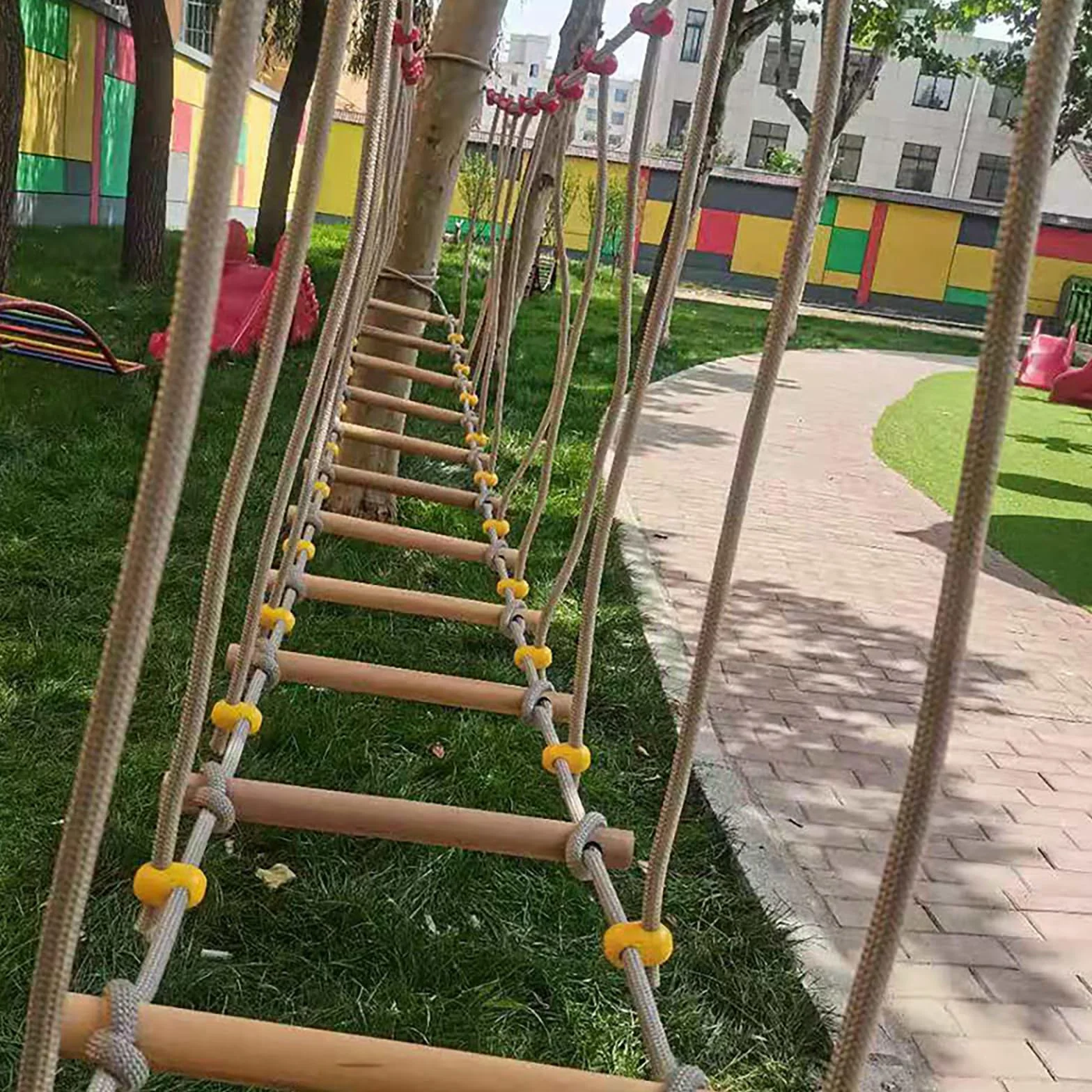 Przedszkole Most Zewnętrzny Sprzęt Sportowy Dla Dzieci Fitness Sprzęt Treningowy Most Z Litego Drewna Most Balansowy Most Wspinaczkowy Zabawki(Size:2m)
