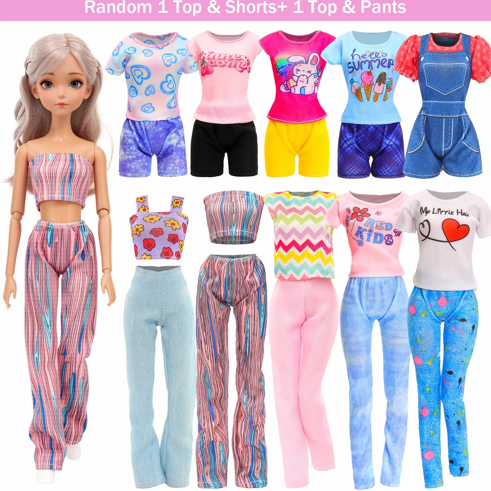 Miunana 95 Lalki Ubrania i akcesoria Moda Sukienki Topy Spodnie Strój Stroju Party Suknia Mini Sukienki kąpielowe Bikini Buty Księżniczka Skrzydła Wieszaki Torebka dla 11.5 calowej lalki