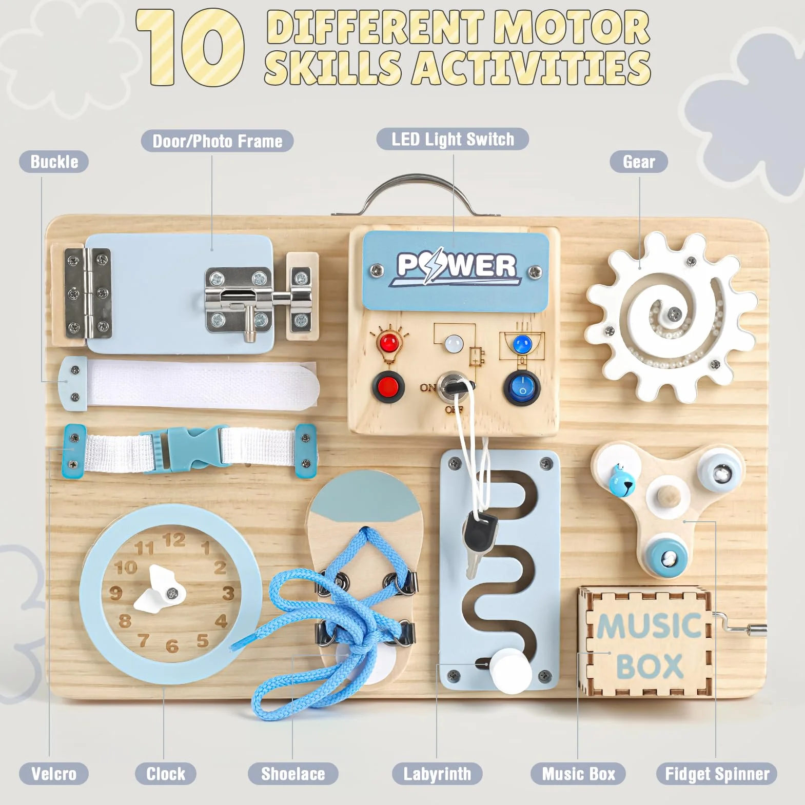 Joyreal Busy Board Montessori - deska motoryczna zabawka motoryczna, zabawka sensoryczna
