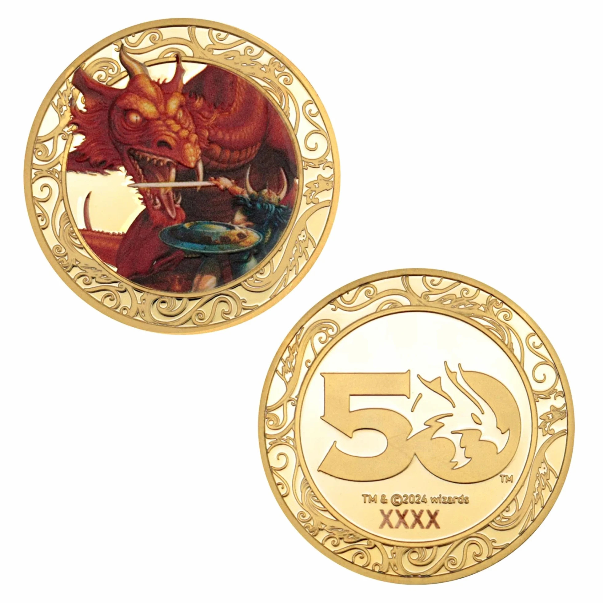 Dungeons & Dragons - 50th Anniversary 24k Gold Plated Coin With Colour Print