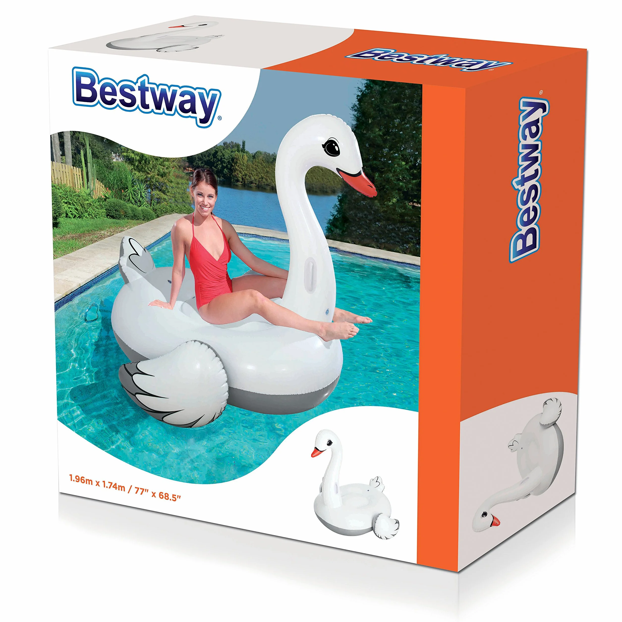 Bestway 4111 Supersized Swan Rider pływający zwierzak, 196 x 174 cm