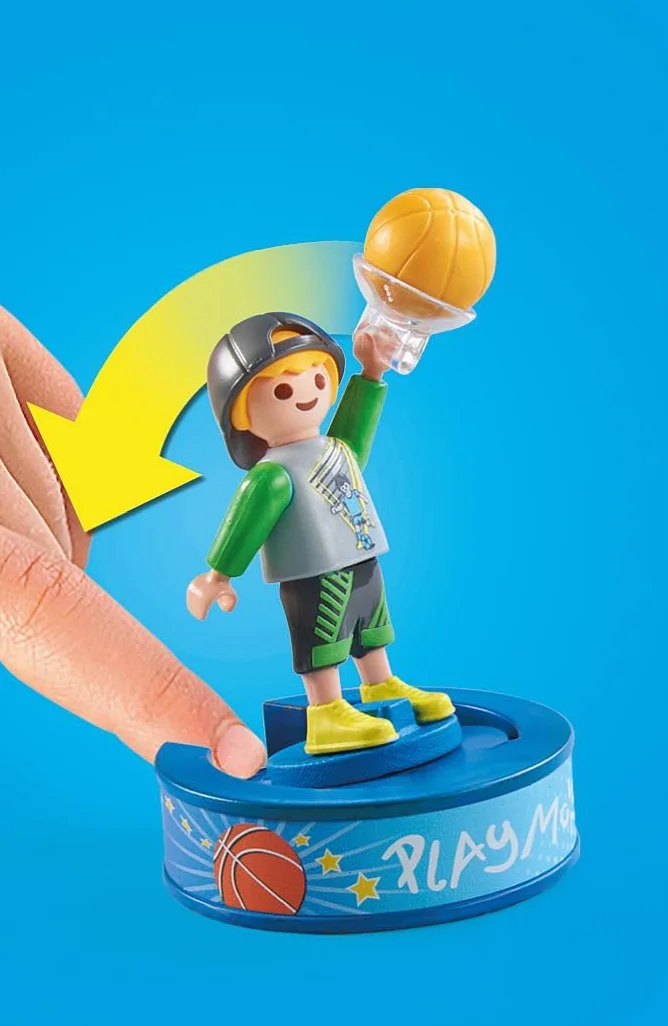 PLAYMOBIL City Life 71328 Rozbudowa "Hala sportowa" z obręczą do koszykówki, słupkami do slalomu, bramką do piłki nożnej, akcesoriami do tenisa i nie tylko, zabawki dla dzieci w wieku, od 4 lat