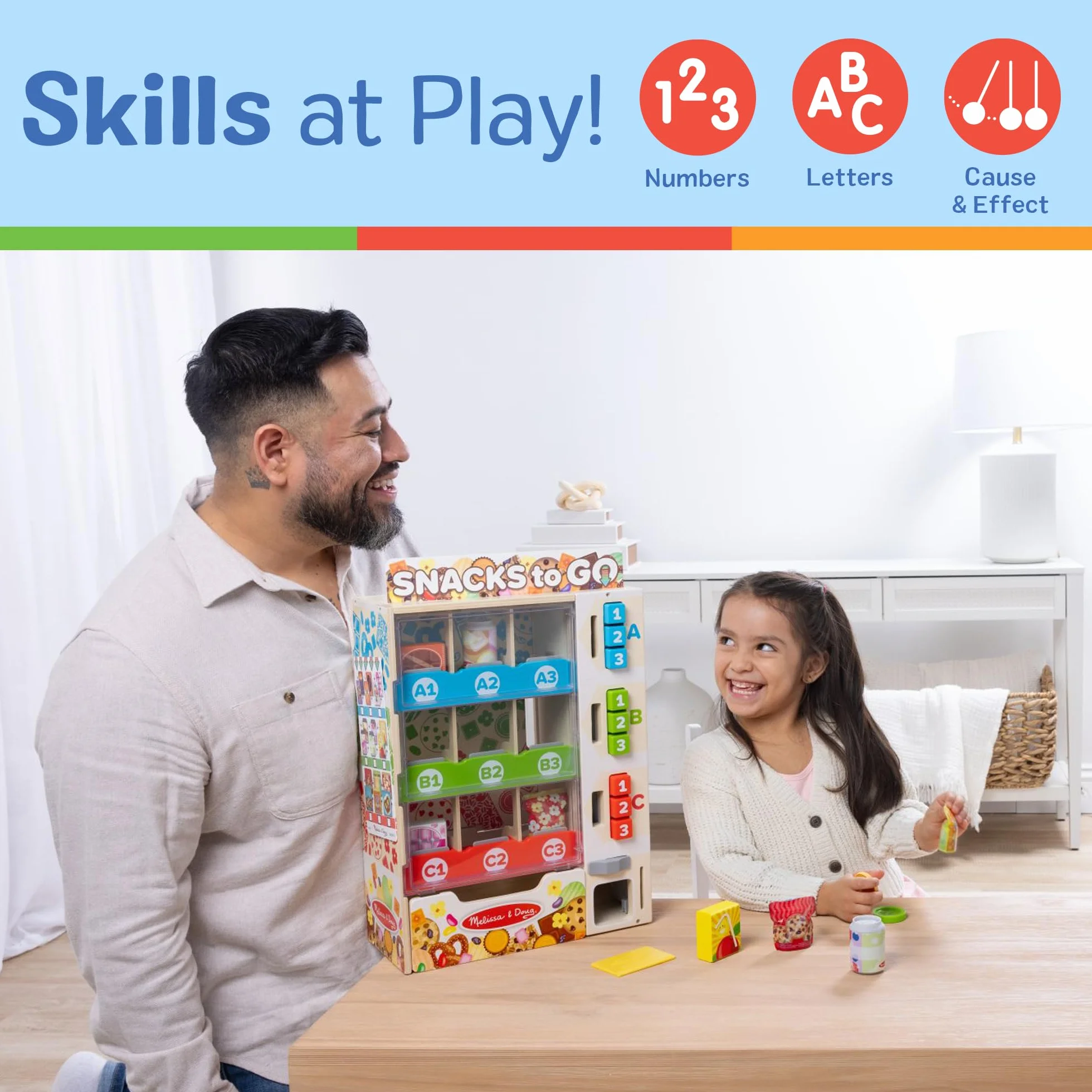 Melissa & Doug Drewniany automat sprzedający do sortowania, magazynowania i wybierania, drewniana zabawka dla dzieci w wieku powyżej 3. roku życia