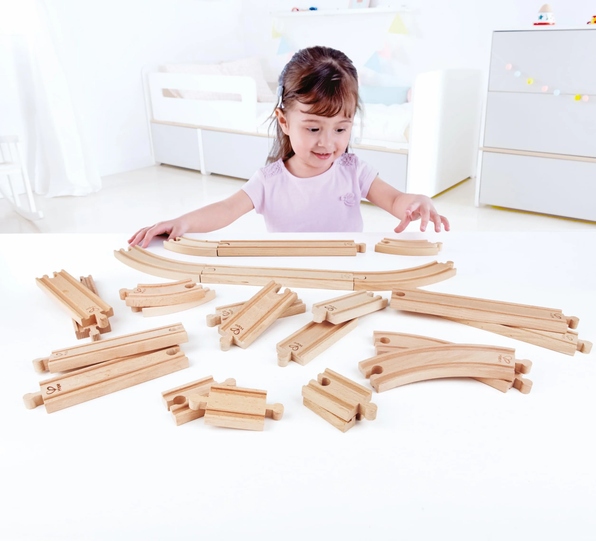 Hape E3707 Super Expansion Rail Pack - Wooden Train Track Accessories, Multicolor, 20.32 x 48.01 x 25.4 cm