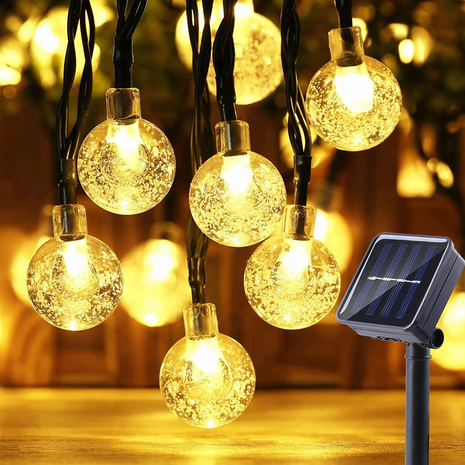 Moxled Girlandy Solar Outdoor Lights, 11M 60 LED Solar Lights Waterproof, 8 Modes Indoor and Outdoor Solar Lights Chain for Garden, Patio, Party (Warm White)