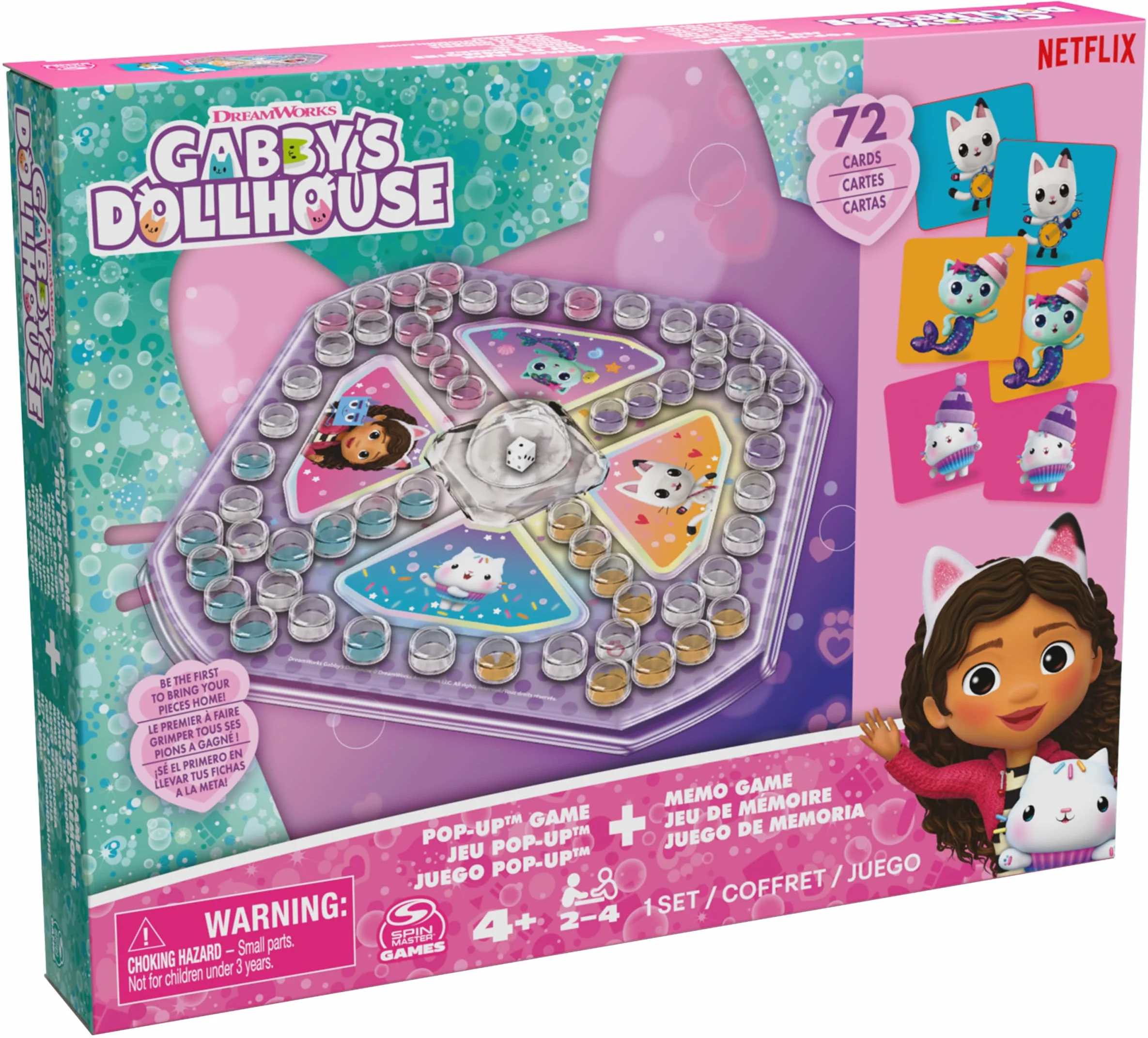 Gabby's Dollhouse Sorry Pop Up i Memo gra zestaw 2 gry, 72 karty, od 4 lat