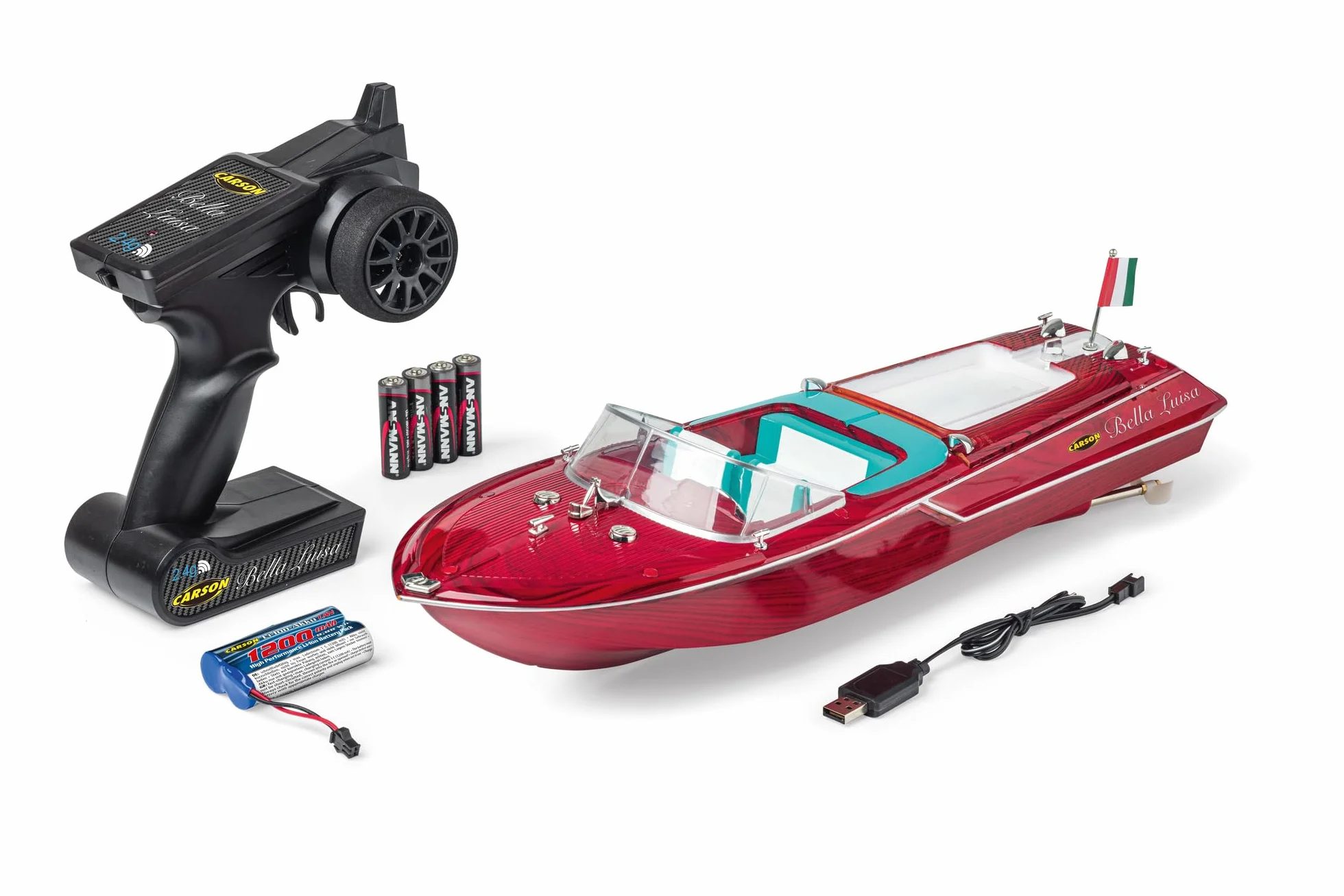 Carson 500108055 Bella Luisa 2.4GHz 100% RTR - RC, zdalnie sterowana łódź dla dzieci, obwód bezpieczeństwa, pilot w zestawie
