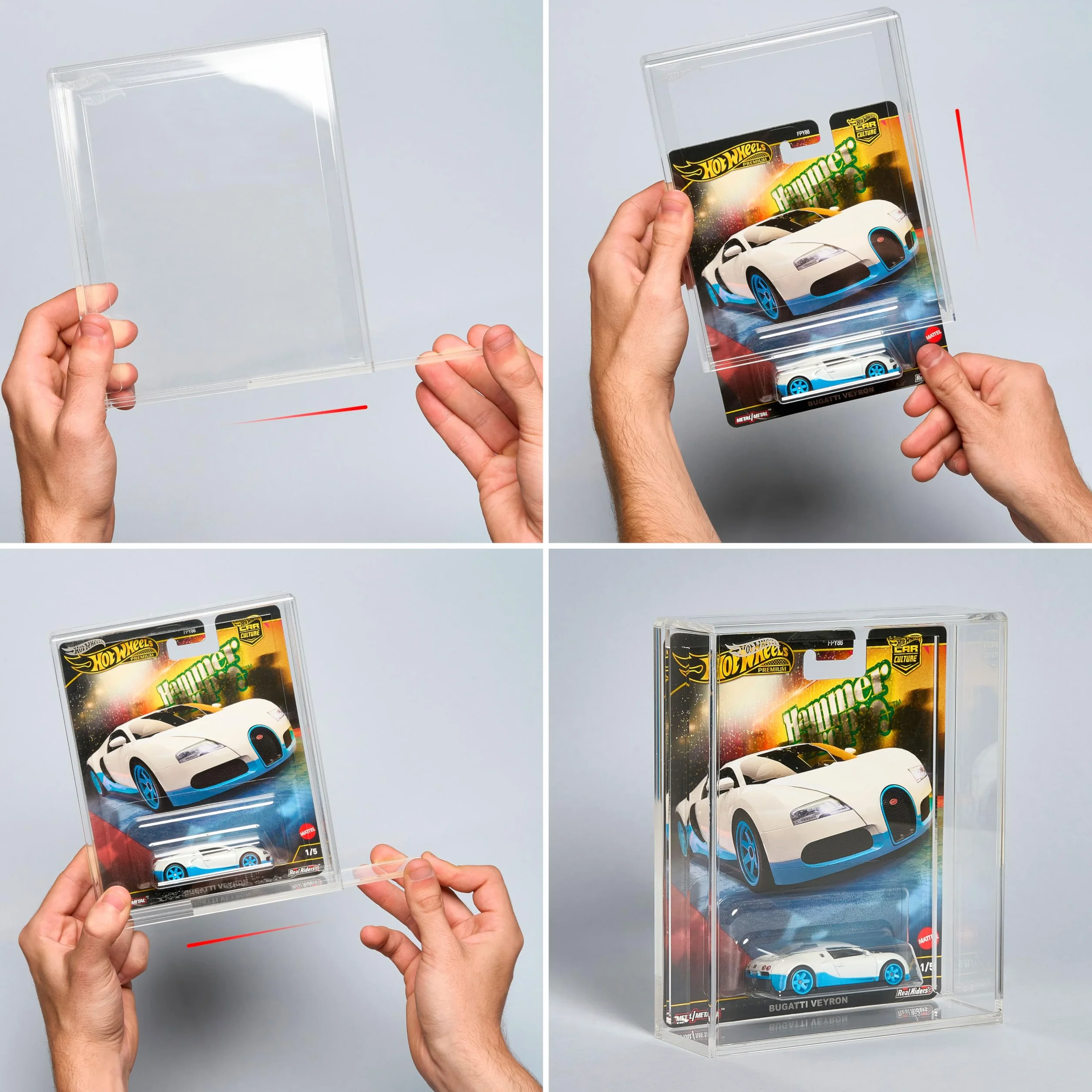 Hot Wheels Prezentacja z metakrylanu dla modeli Hot Wheels Premium, skala 1:64, chroń swoich prawdziwych jeźdźców za pomocą naszej prezentacyjnej gabloty do kolekcji