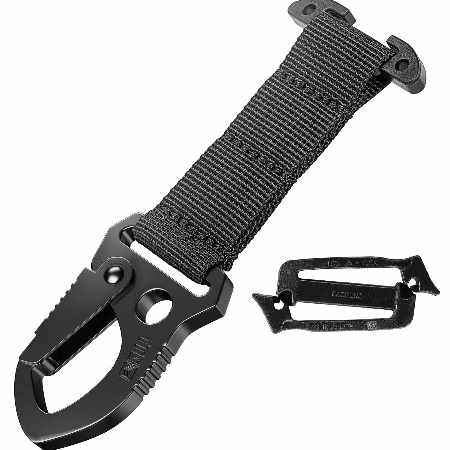 Molle klips metalowy 2 w 1 karabińczyk z mocowaniem T i szybkim zapięciem – uchwyt na klucze, akcesoria Molle na klucze, rękawice i narzędzia, pasuje do paska, kamizelki i plecaka