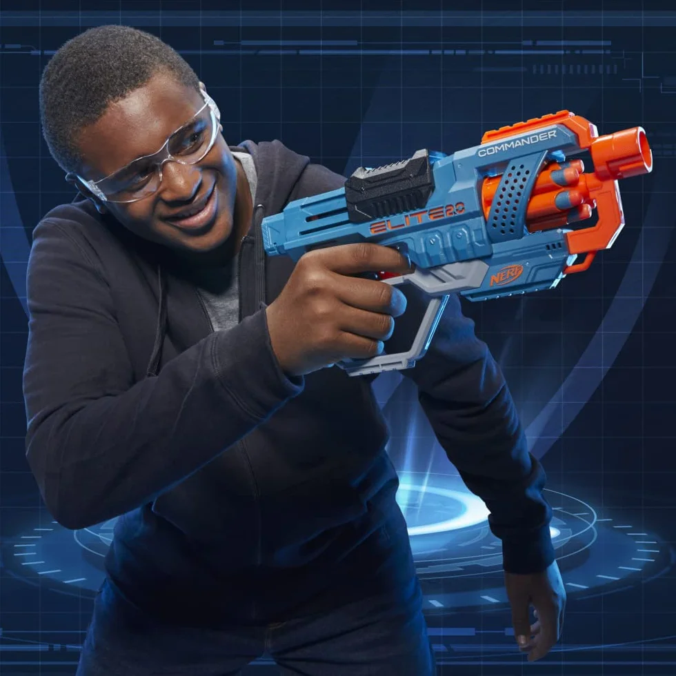 Nerf Commander Rc-6 Nerf Wyrzutnia Strzałek, Niebieski/Pomarańczowy, Od 8 lat