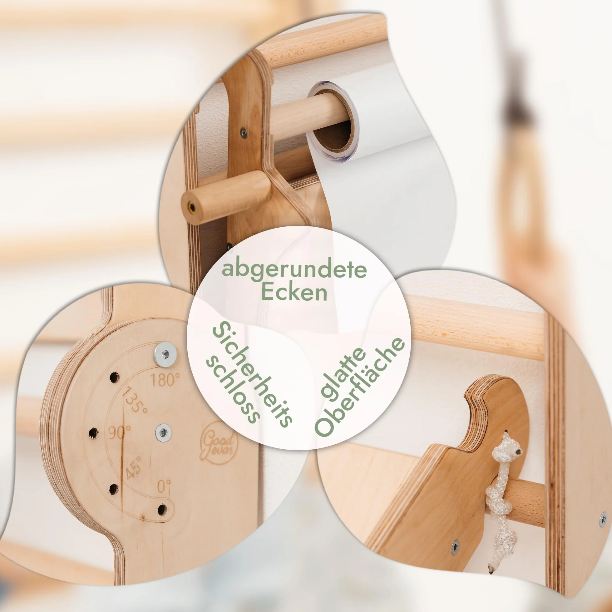 Goodevas Swedish Ladder Indoor Kids Gym: Zestaw do wspinaczki Montessori Play Gym przeznaczony do zastosowania w pomieszczeniu - drewniane zabawki do wspinaczki dla maluchów w wieku 1-7 lat