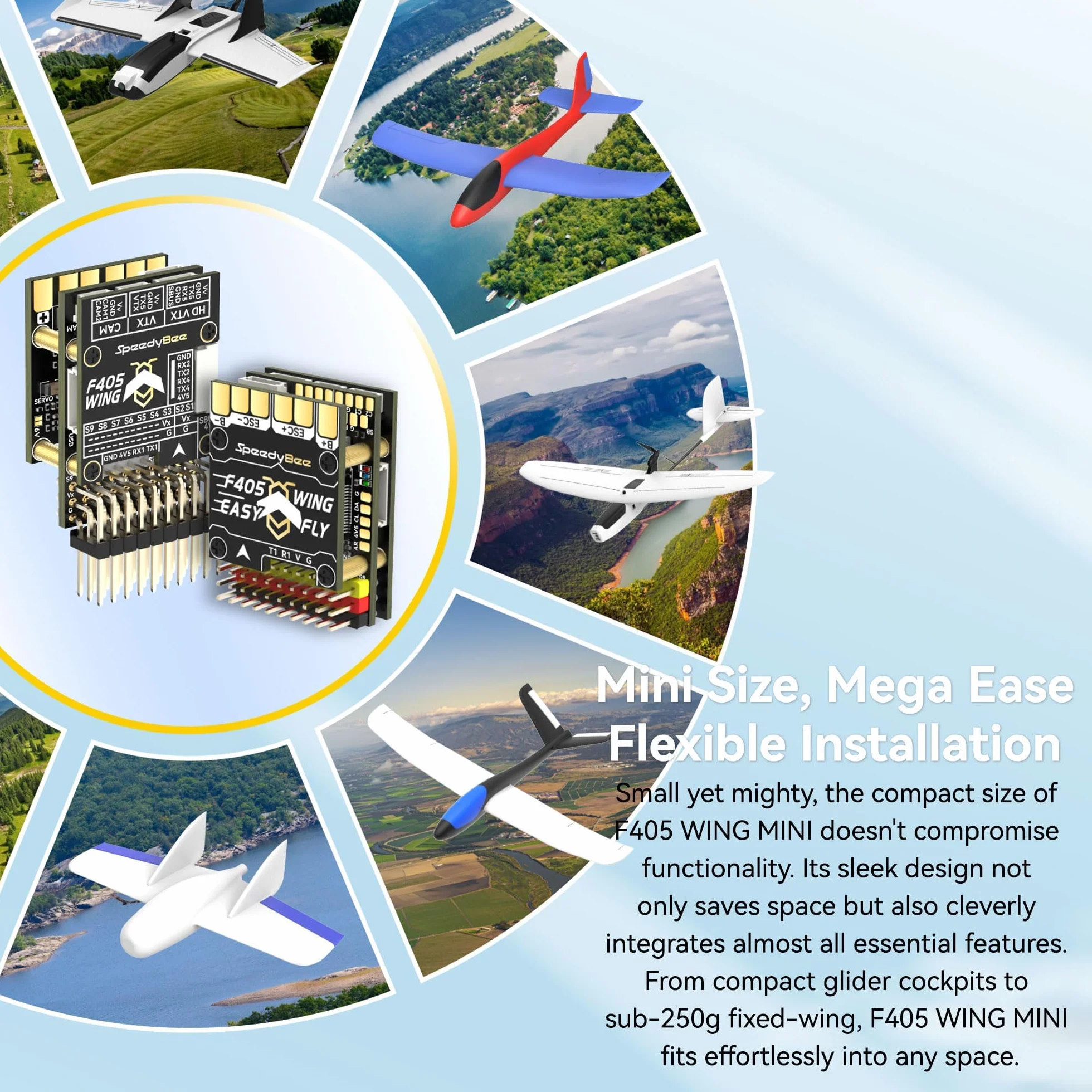 Speedybee F405 Mini Fixed Wing Flight Controller, obsługa aplikacji INAV Ardupilot, bezprzewodowa, konfiguracja 11 PWM, bezlutowna, multilayer FC PDB Board