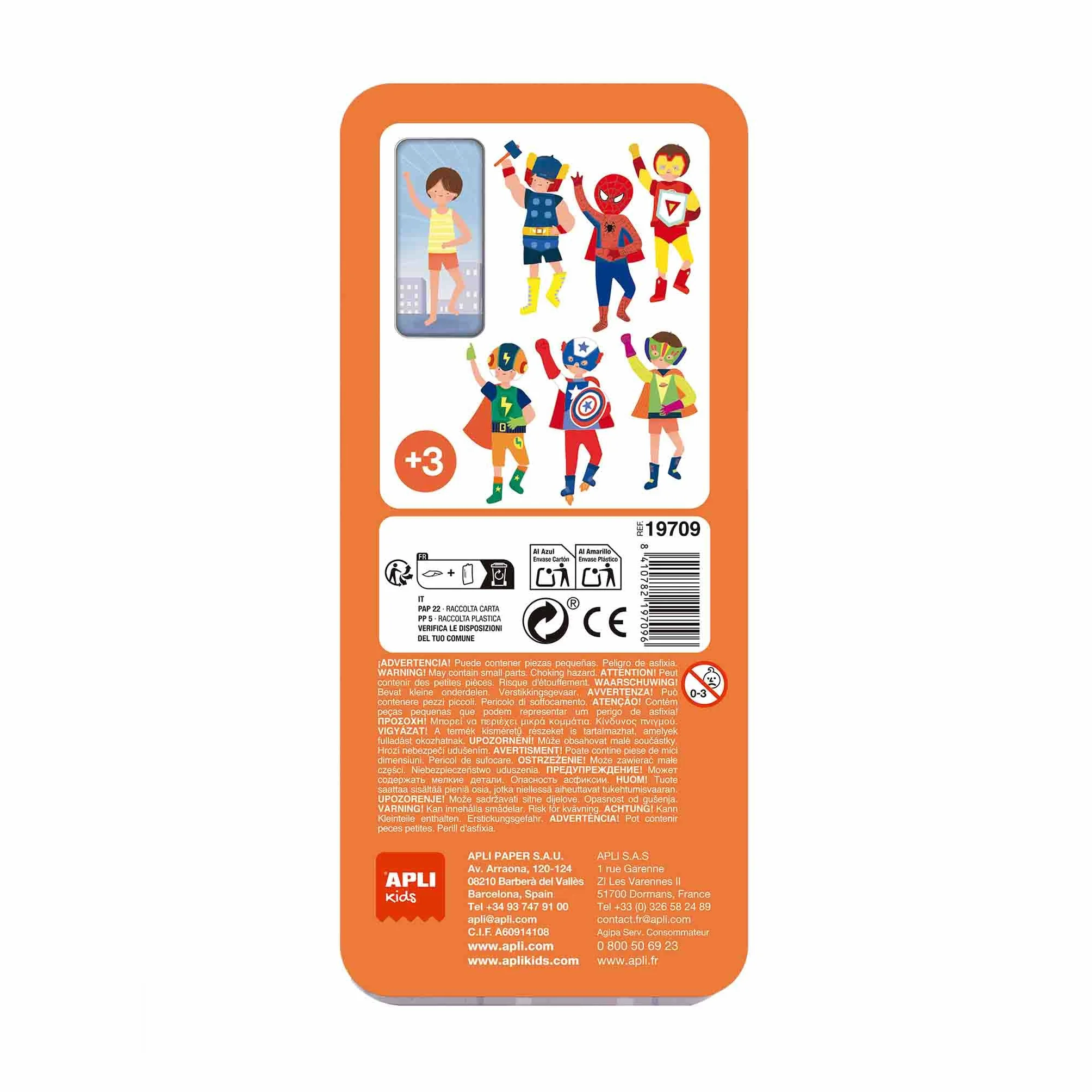 APLI Kids 19709 - Magnetic Mix&Match, gra magnetyczna, model superbohaterów, zestaw do tworzenia ubrań, idealny do zabrania w podróż.