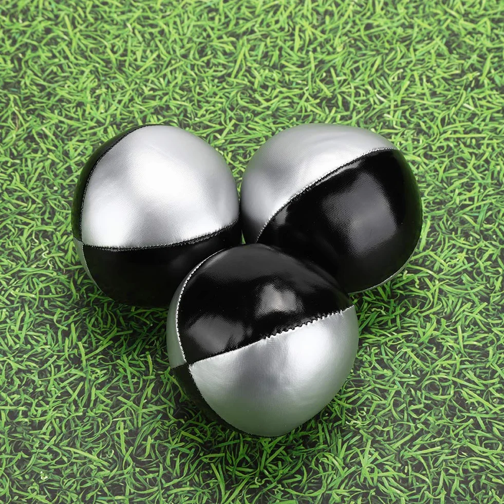 RiToEasysports Thud Juggling Ball srebrne czarne skóra PU miękkie łatwe żonglowanie kulki dla dzieci i dorosłych opakowanie 3 szt.