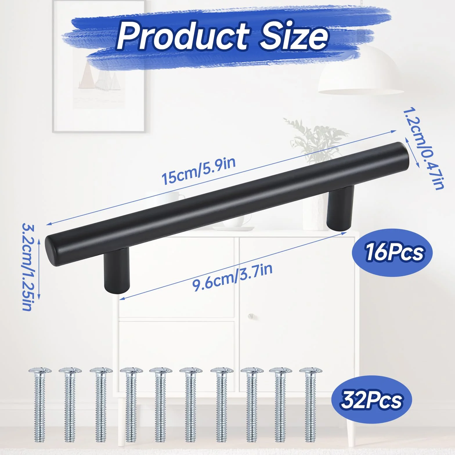 16 sztuk uchwytów meblowych czarnych 96 mm, uchwyty ze stali nierdzewnej z 32 śrubami, uchwyty kuchenne, odległość otworów kuchenne, uchwyty do szafek, uchwyty do szuflad, uchwyty do szafek do