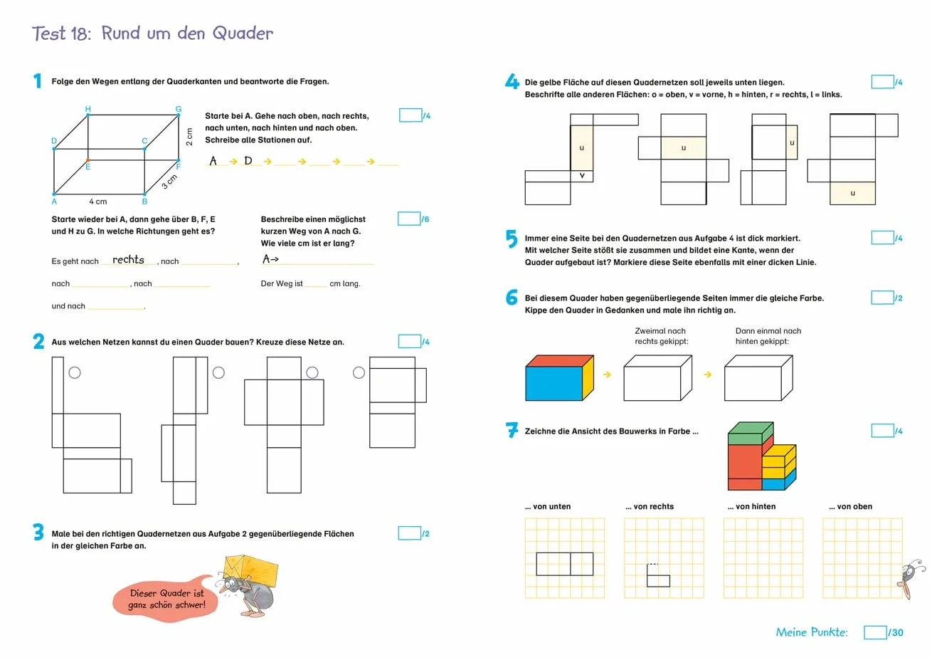 Fit für Mathe 4. Klasse. Mein Testheft: Wissen testen im Zahlenraum bis 1 Million, in Grundrechenarten, Sachaufgaben und Geometrie