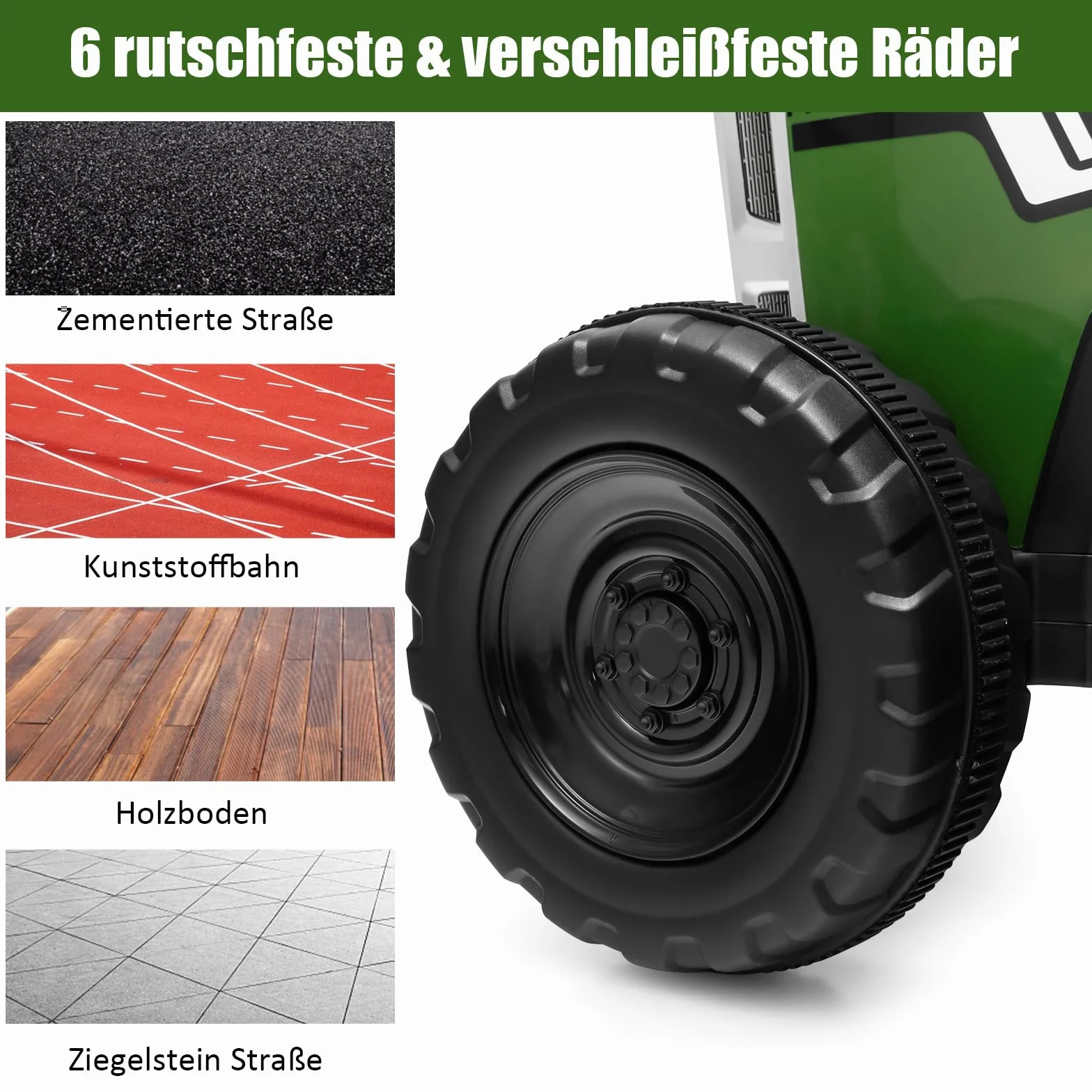 COSTWAY Traktor 12 V, 3-biegowy ze zdejmowaną przyczepą i pilotem zdalnego sterowania 2,4 G, traktor do siedzenia dla dzieci ze światłami LED, muzyka, klakson i funkcje USB, odpowiedni dla dzieci od 3