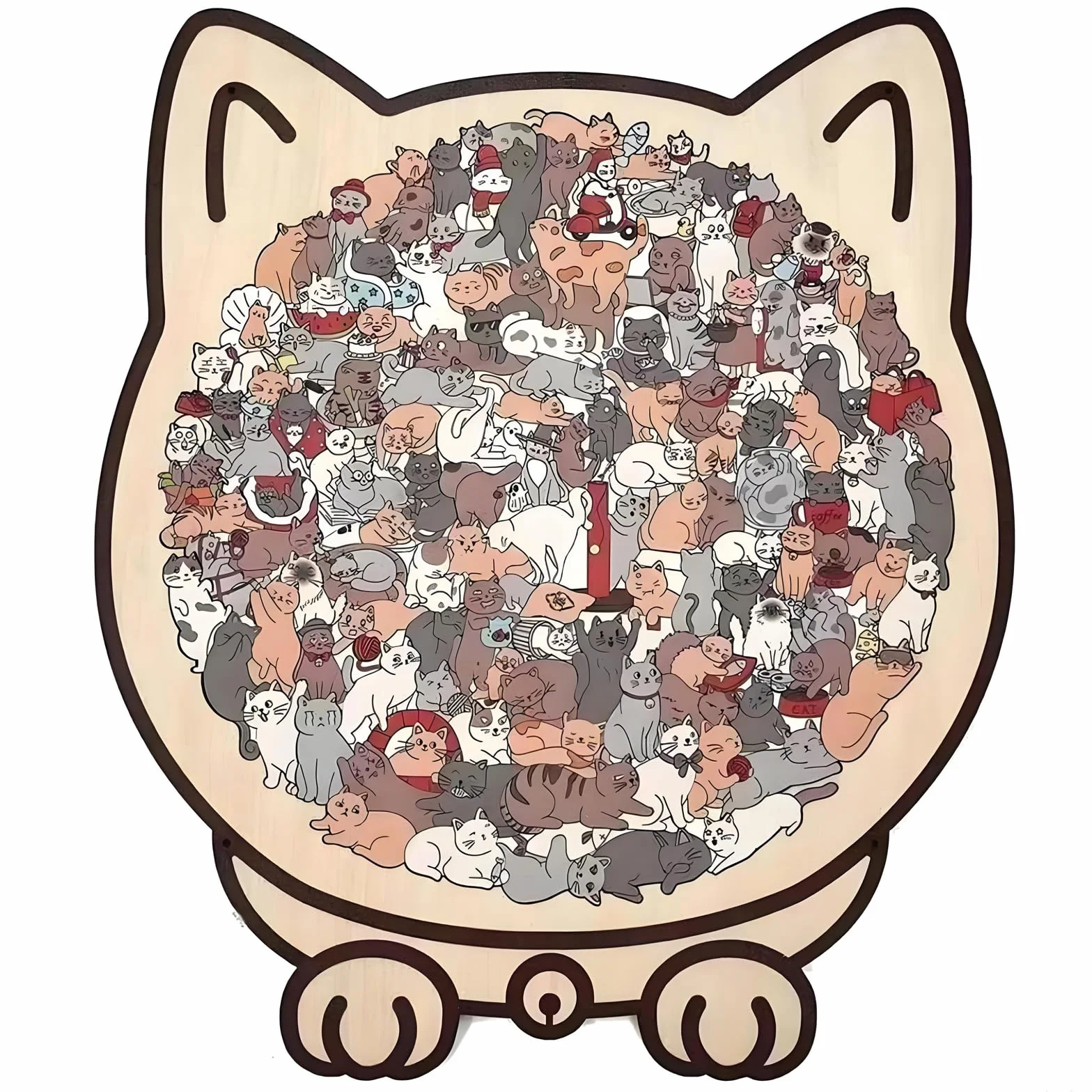 135 Sztuk Morandicolor Drewniane Puzzle W Kształcie Kota, Drewniane Puzzle W Kształcie Kota, Kreatywne Prezenty Dla Miłośników Kotów (A)