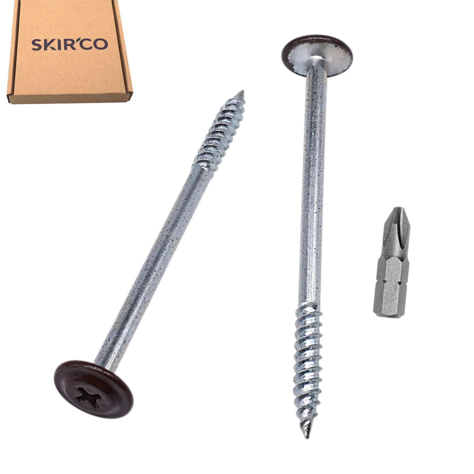 SKIR'CO (40 szt.) Malowane wkręty samogwintujące do drewna 4,2 x 65 mm, wkręt metalowy, łeb kratownicowy o zmodyfikowanym PH (czekoladowy brąz RAL 8017)