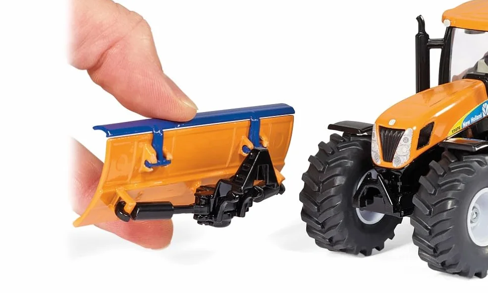 Siku 2940, Ratrak z pługiem śnieżnym i płytą dociskową, 1:50, Metal,Tworzywo sztuczne, Pomarańczowy,Niebieski, Odłączane elementy