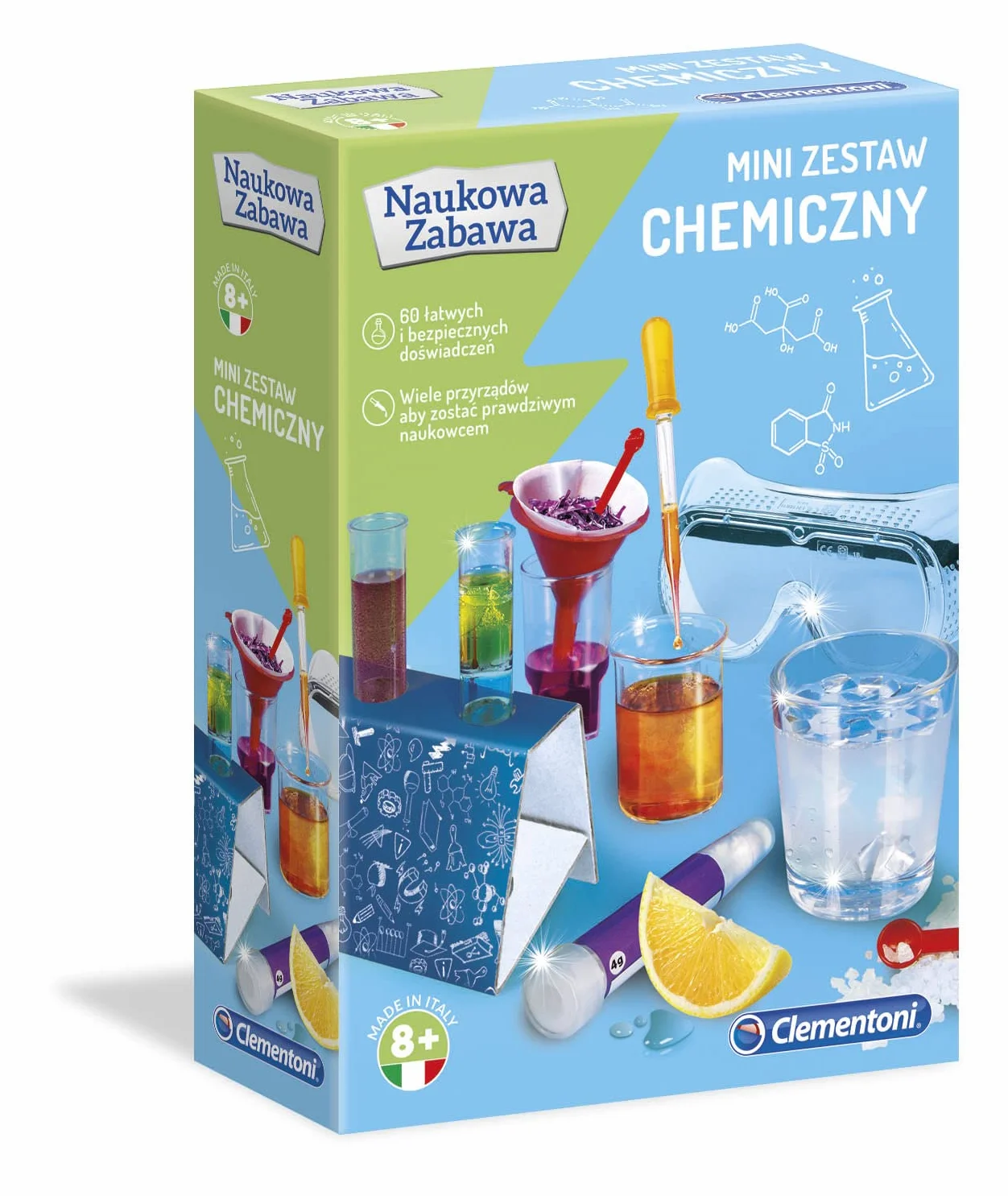 Clementoni - 60952 - Naukowa Zabawa Lab Mini Zestaw Chemiczny dla Dzieci od 8 Lat Wersja Polska
