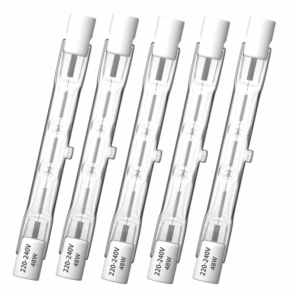 Klarlight R7s 78 mm Żarówki Halogenowe 48 W, ciepła biel 2800 K Żarówka typu J Możliwość ściemniania Żarówka z podwójnym końcem do lamp sufitowych, oświetlenie krajobrazu, opakowanie 5 szt