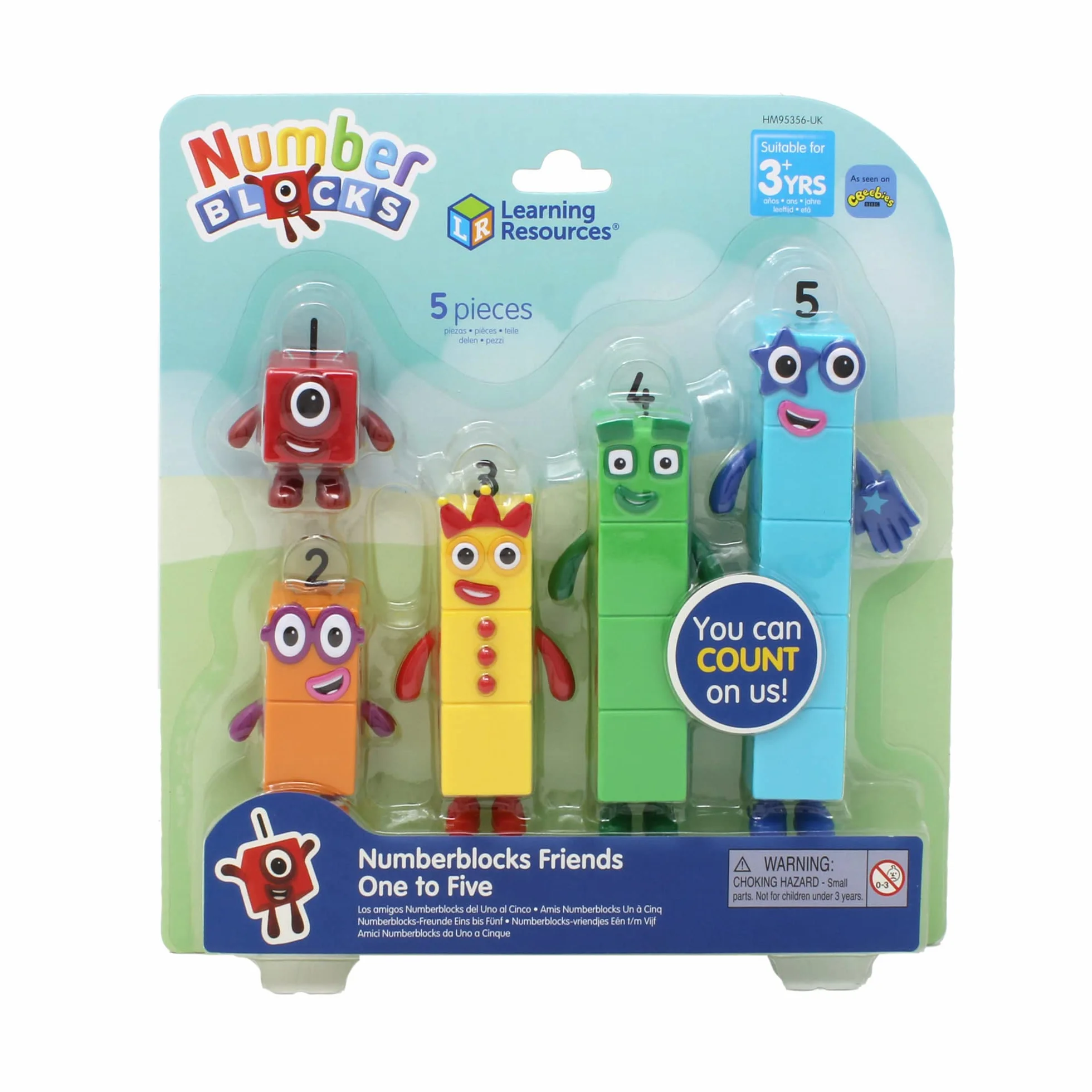 Przyjaciele Numberblocks 1 – 5 marki Learning Resources, Oficjalne zabawki kolekcjonerskie, Numberblocks Jeden, Dwa, Trzy, Cztery i Pięć w zestawie