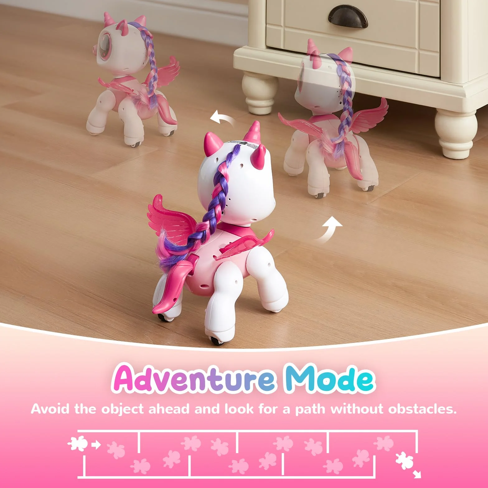 Zdalnego sterowania Robot Toy z interaktywnymi gestami ruchu ręki, STEM Toy Program Treats, Chodzenie i tańce Jednorożec Robot Kids Pink