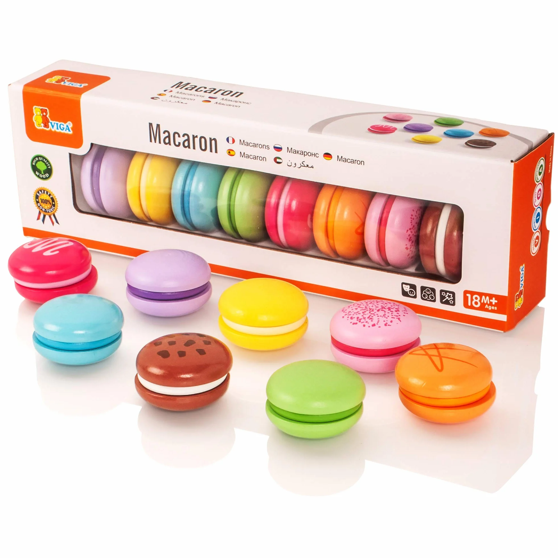 VIGA 50807 VIGA zestaw 8 ciastek z zabawkami Macaron, różne kolory, 30 x 9,7 x 5,2 cm (50807)