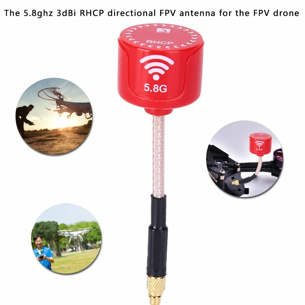 Antena o wysokim wzmocnieniu 5,8 GHz 3dBi LHCP do drona wyścigowego FPV RC części akcesoria czerwona (MMCX prosta)