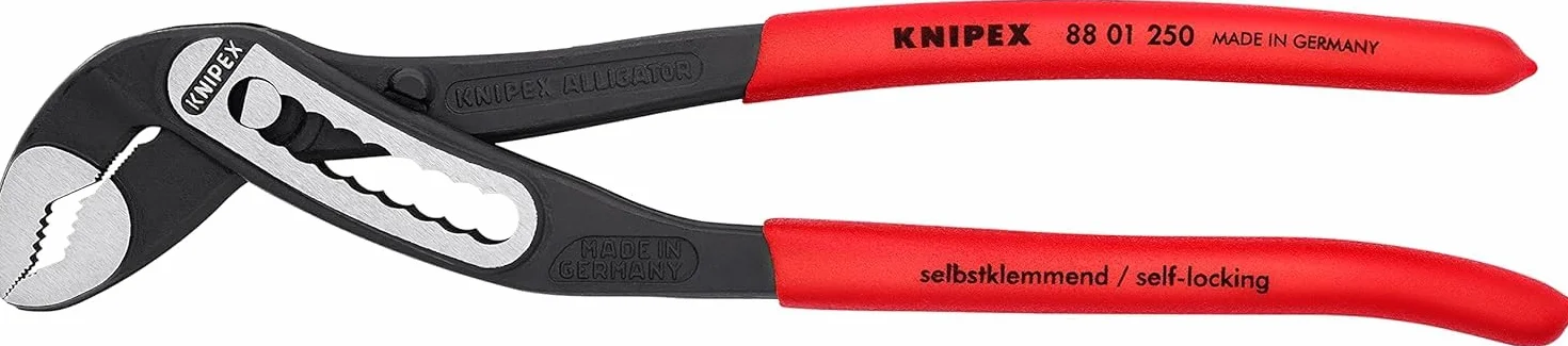 KNIPEX Alligator Szczypce nastawne do rur w opakowaniu z zawieszką pokryte antypoślizgowym tworzywem sztucznym, 88 01 250 SB