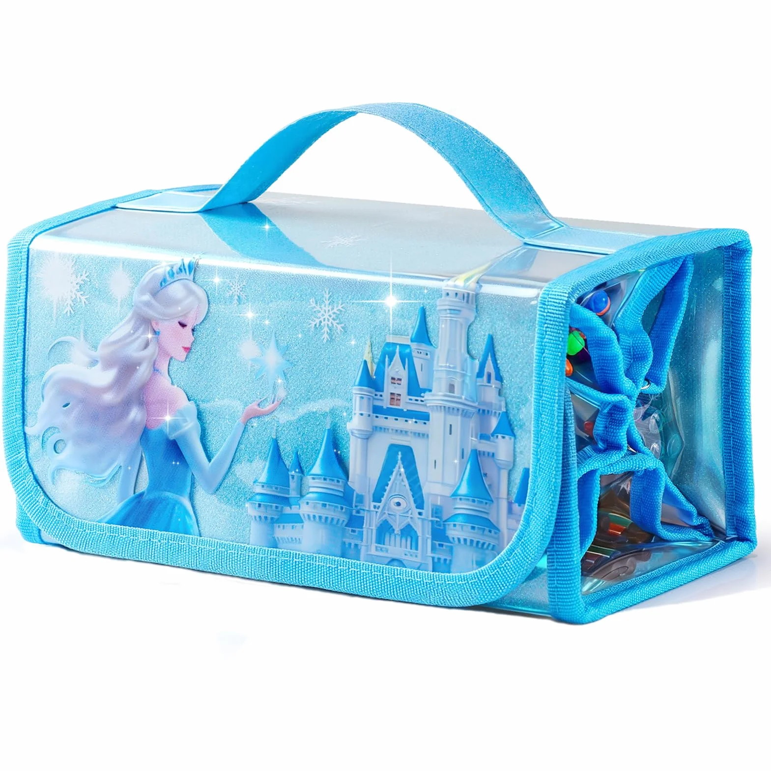 HappyGoLucky Zestaw do malowania dla dzieci, pudełko z farbami wodnymi, zestaw markerów, prezent dla dziewczynek w wieku 3-10 lat, piórnik dla dziewczynek, z 48 pisakami i kartami z naklejkami