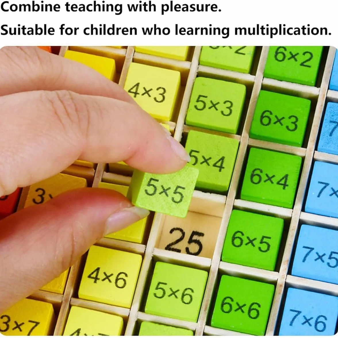 Kiuiom Mnożenie Montessori Drewniany stół do tablic, stół mnożenia, matematyka edukacyjna Abakus prezent edukacyjny dla dzieci w wieku 3+ lat gry matematyczne