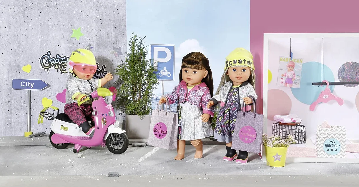 BABY born City Deluxe Scooter Combo, strój dla lalek jednoczęściowy, kurtka i kozaki, 830215 Zapf Creation