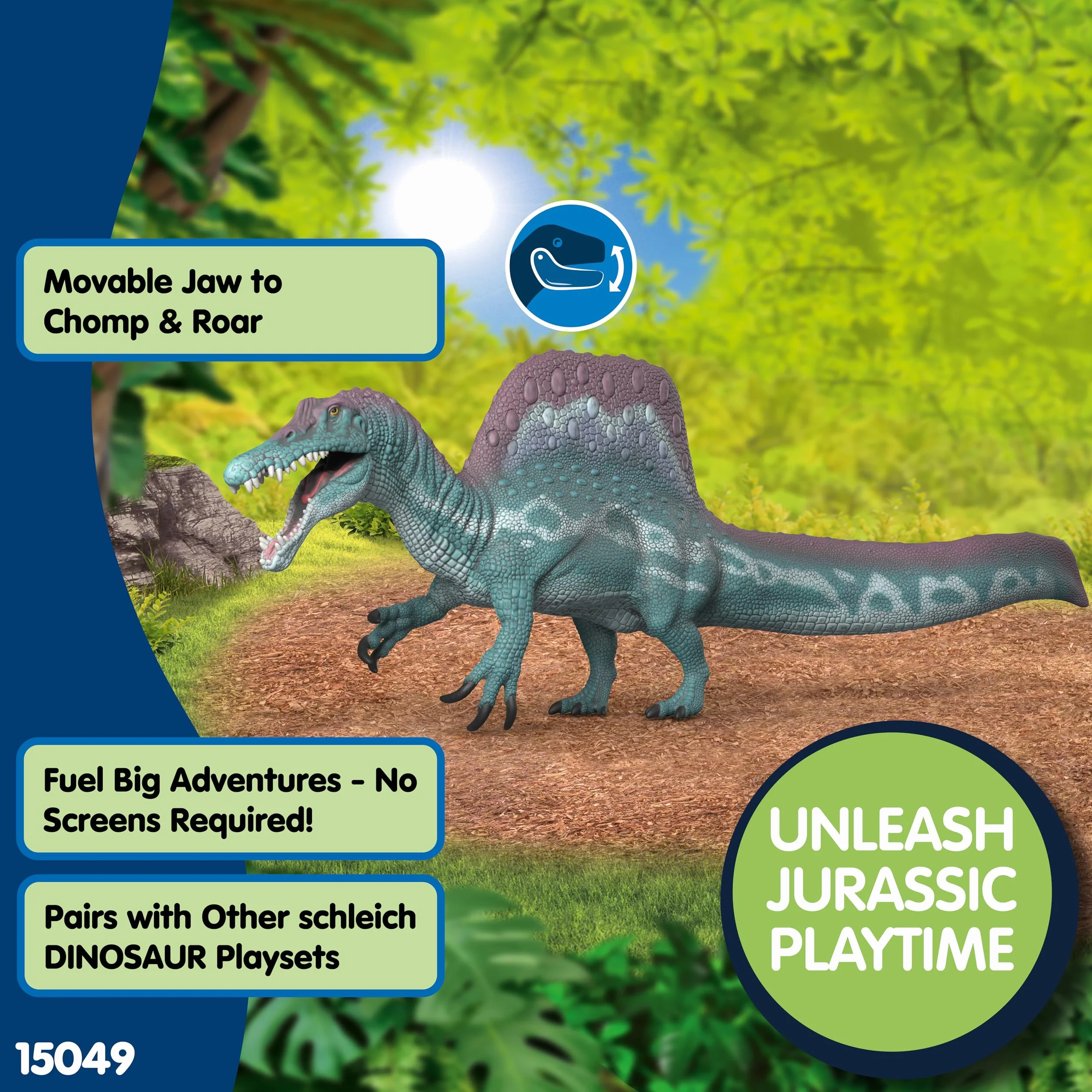 schleich DINOSAURS | Spinozaur 15049 | szczegółowy dinozaur z ruchomą szczęką | Kolekcjonerskie zabawki dinozaurów | Prezent dla dzieci | Zabawki dinozaurów od 3 lat | 33 x 12 x 6 cm