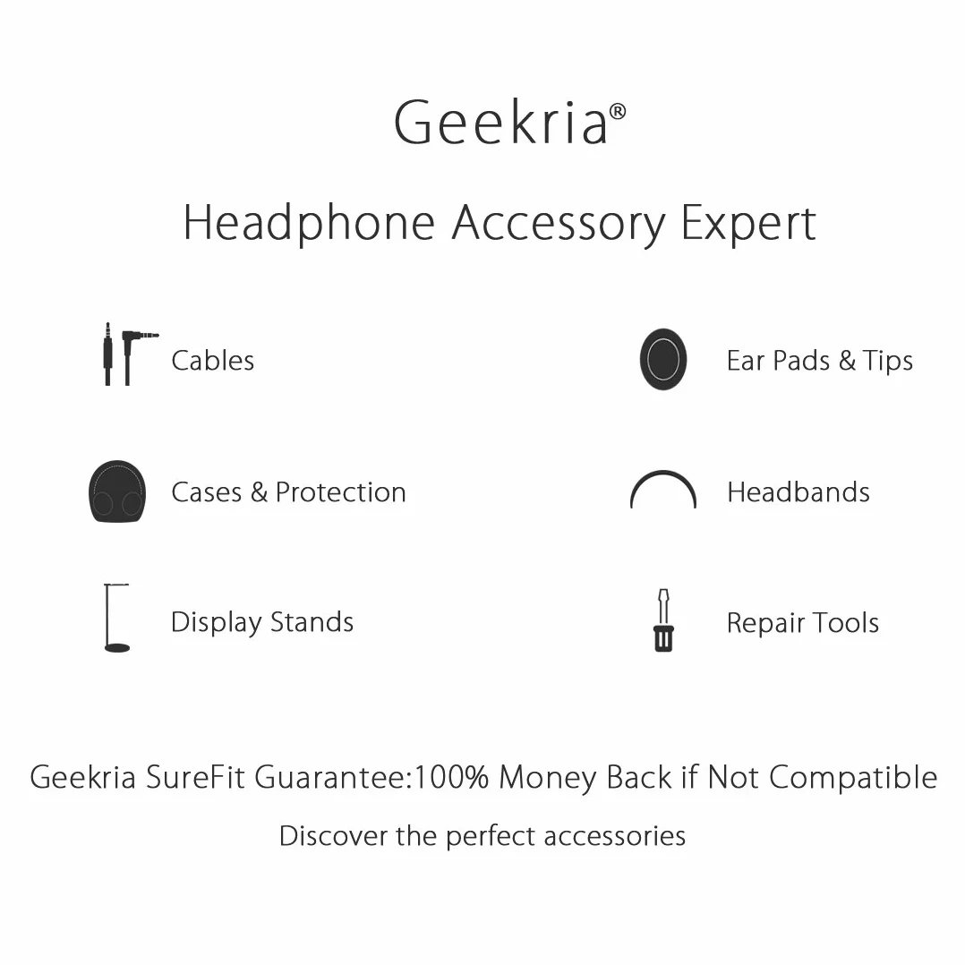 Geekria Flex materiałowa osłona na pałąk słuchawkowy kompatybilna z Sony MDR-1ADAC/1ABT/1AM2/1R/1RNC/1RBT/1A, zamienny element naprawczy, łatwy montaż DIY (Czarny)
