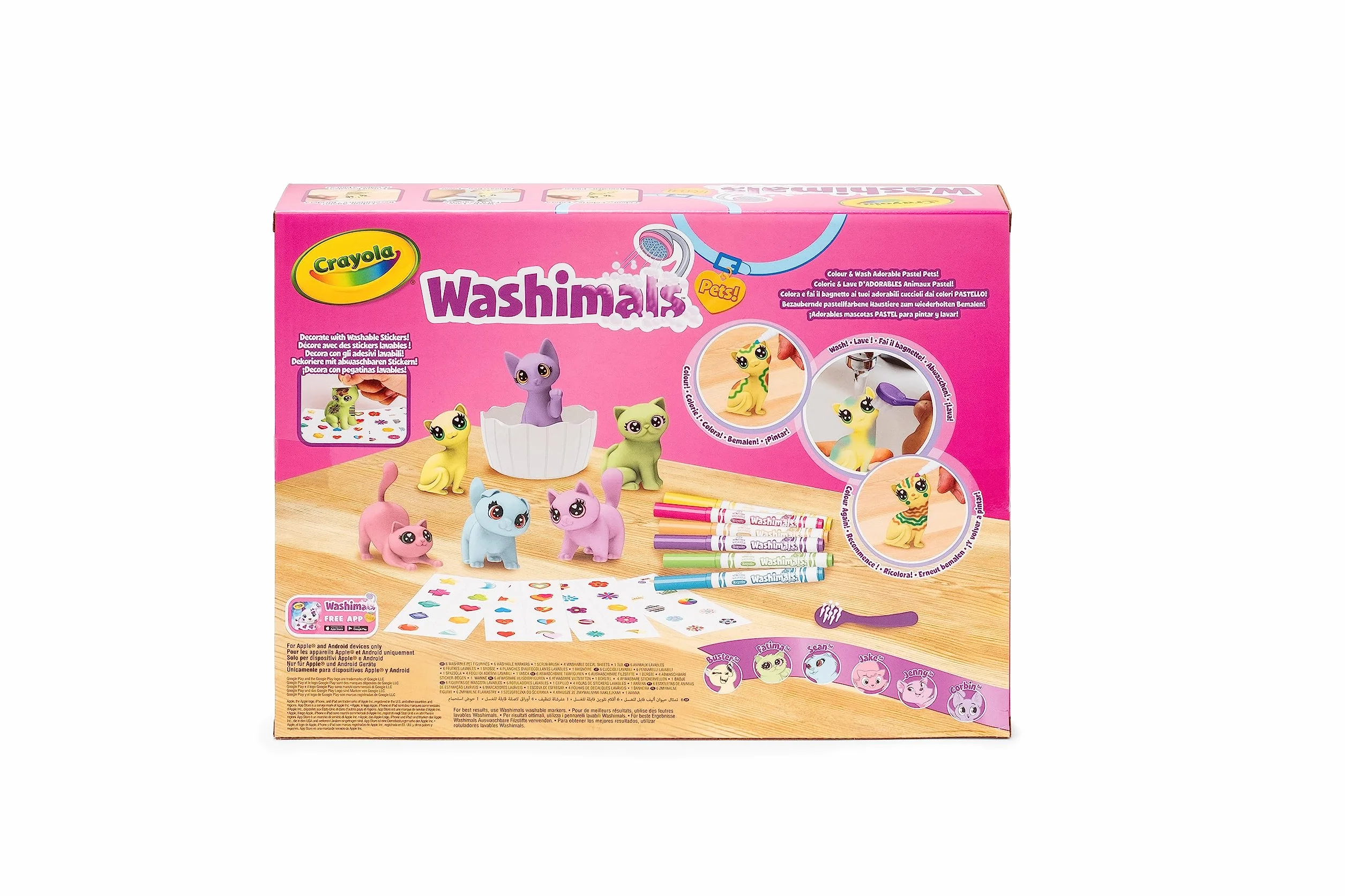 Crayola - Washimals Pets – zestaw do ćwiczeń z naklejkami w pastelowych kolorach, do kolorowania i kąpieli niemowląt, zabawy i prezentu dla dzieci od 3 lat, 74-7515