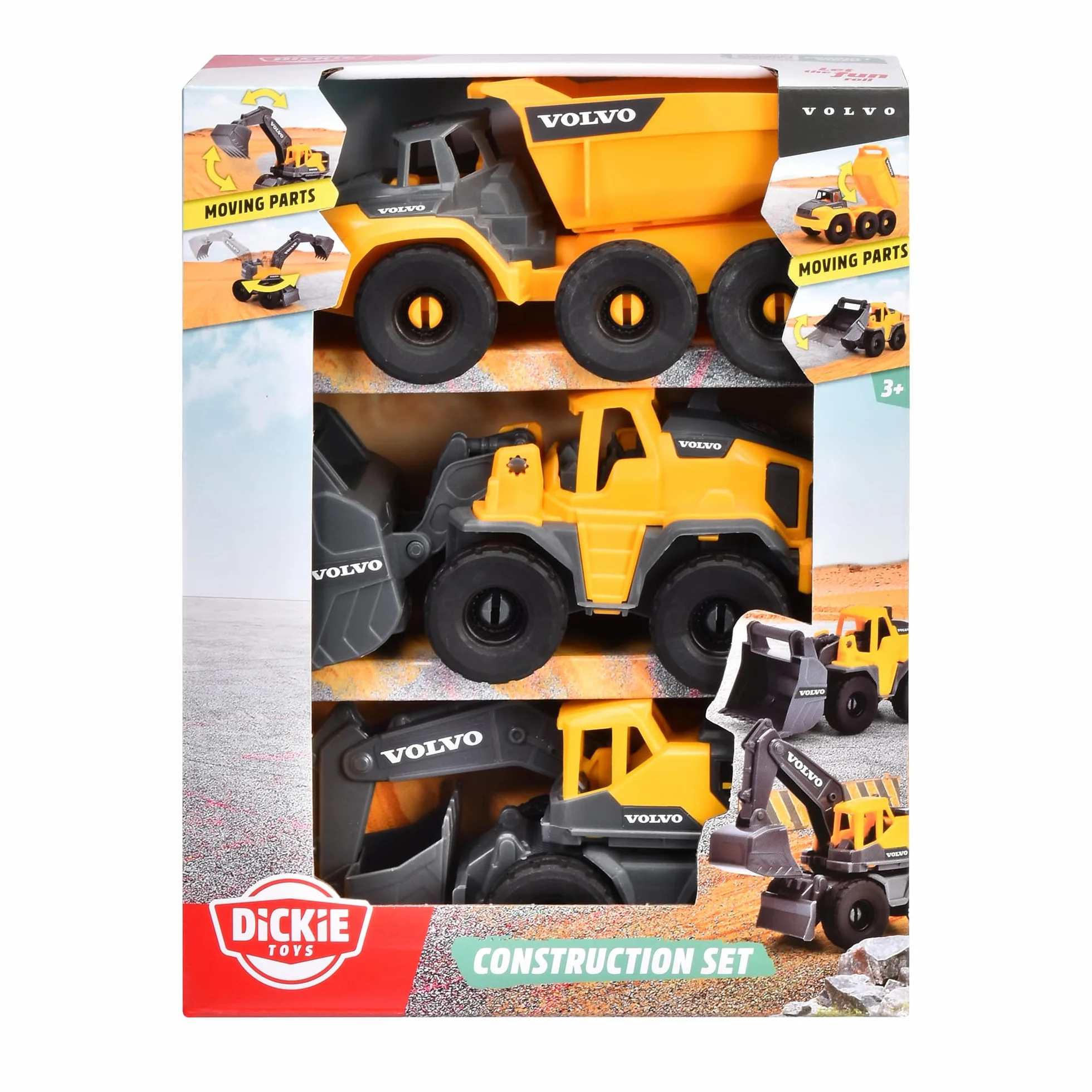 Dickie Toys 203722015 CONSTR 3-pak pojazdów budowlanych Volvo; 16 cm