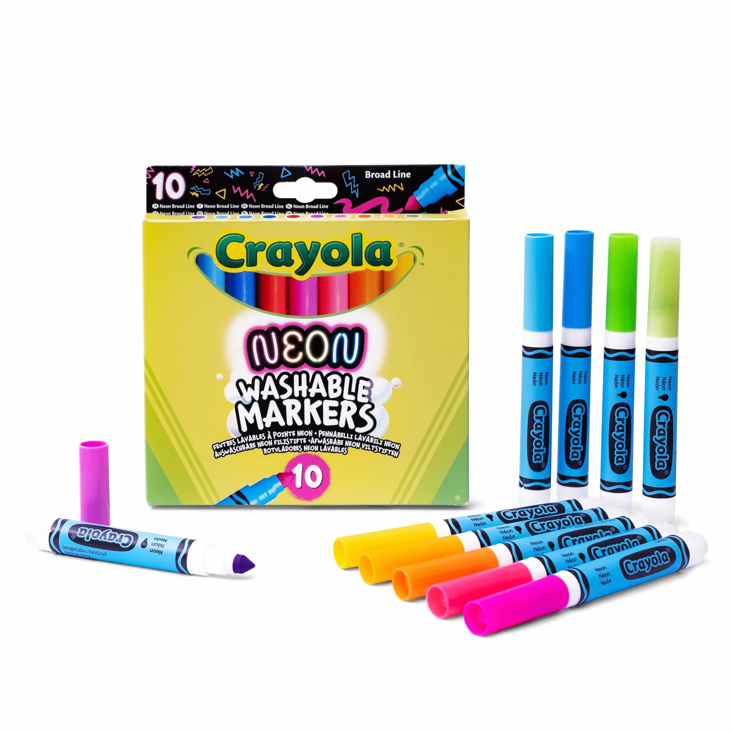Crayola - Flamastry NEONOWE, zestaw 10 lśniących kolorów, dla dzieci od lat 3, do kreatywnych prac plastycznych, 58-8746