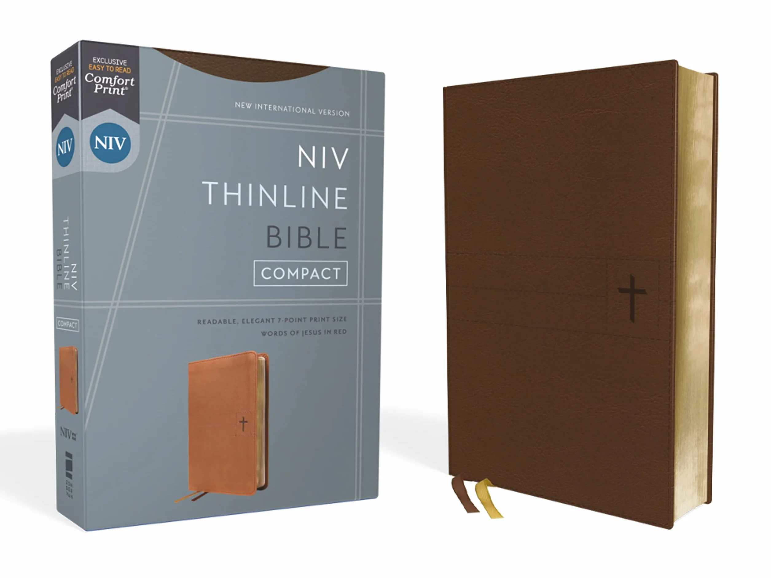 Niv, Thinline Bible, Compact, Leathersoft, Brown, Red Letter, Comfort Print: New International Version, Brown, Leathersoft, Thinline, Red Letter, Comfort Print