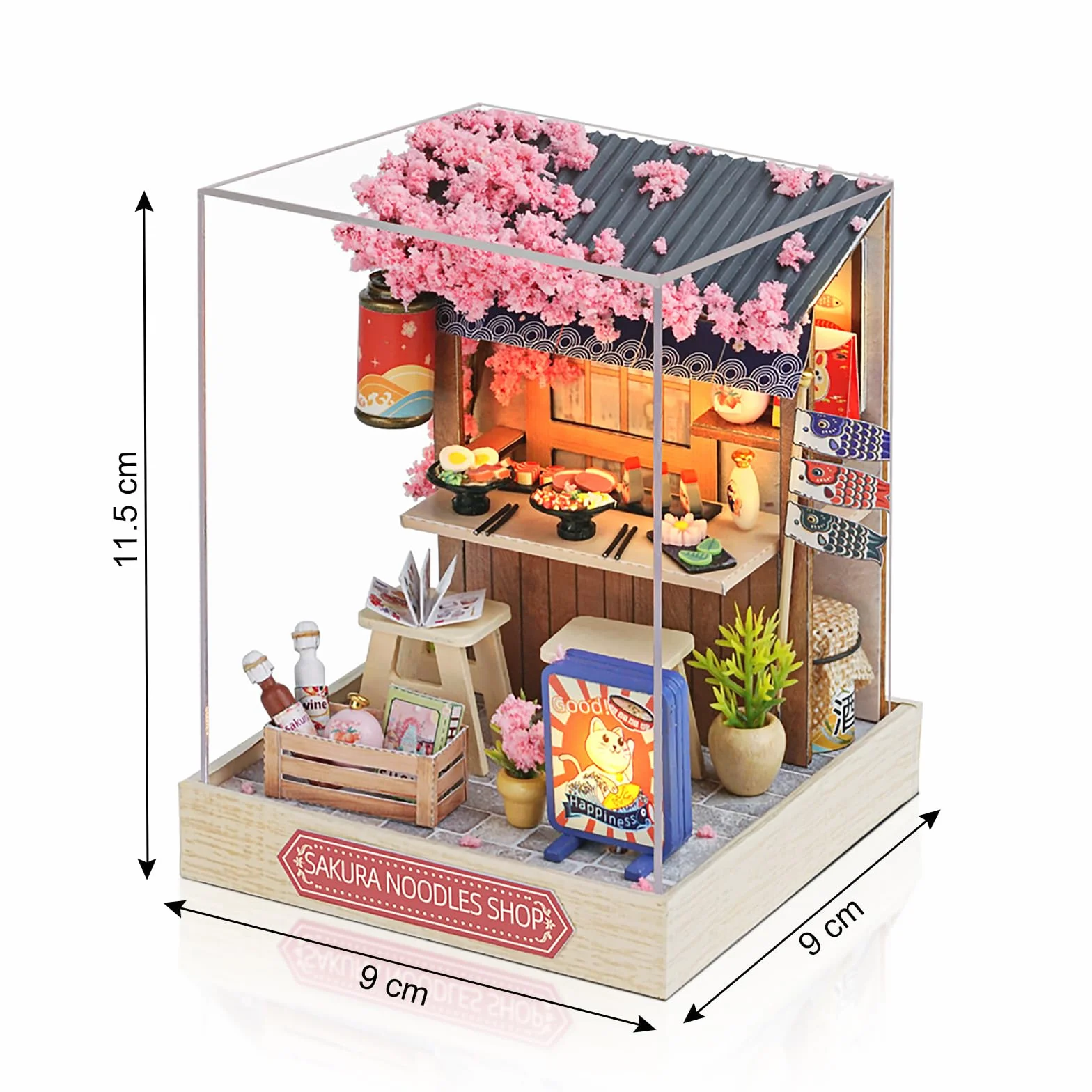 Cuteefun Zestaw DIY Drewniany Domek dla Lalek, DIY miniaturowe zestawy domków dla lalek z meblami i osłoną przeciwpyłową, ręcznie robiony miniaturowy zestaw dla nastolatków, prezent dla dorosłych