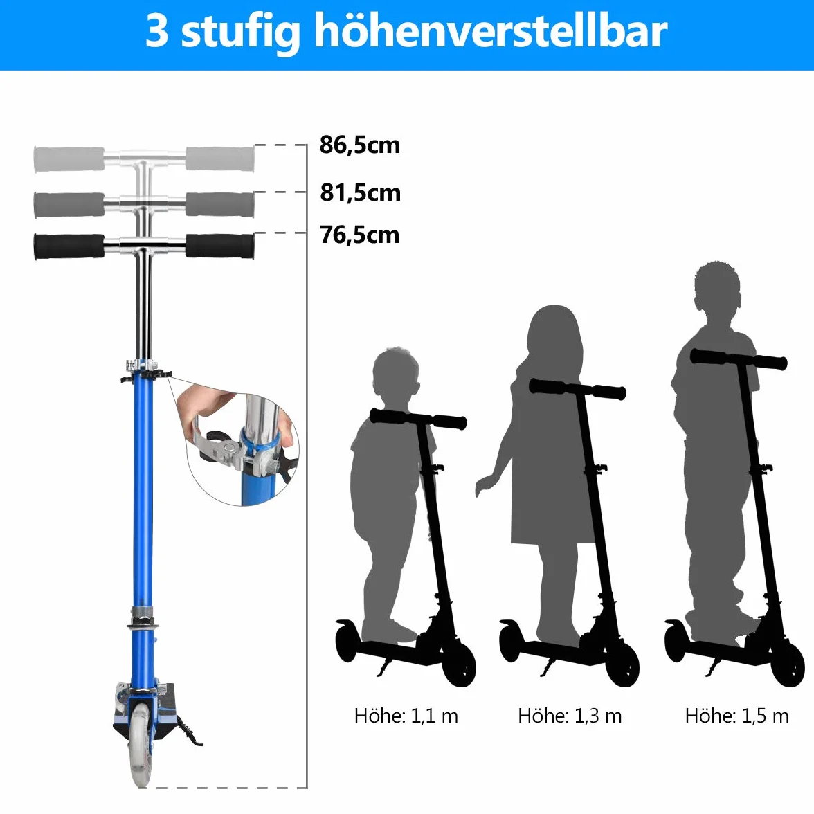 COSTWAY Hulajnoga dziecięca z kołami LED, regulacja wysokości, dla dzieci od 4 lat