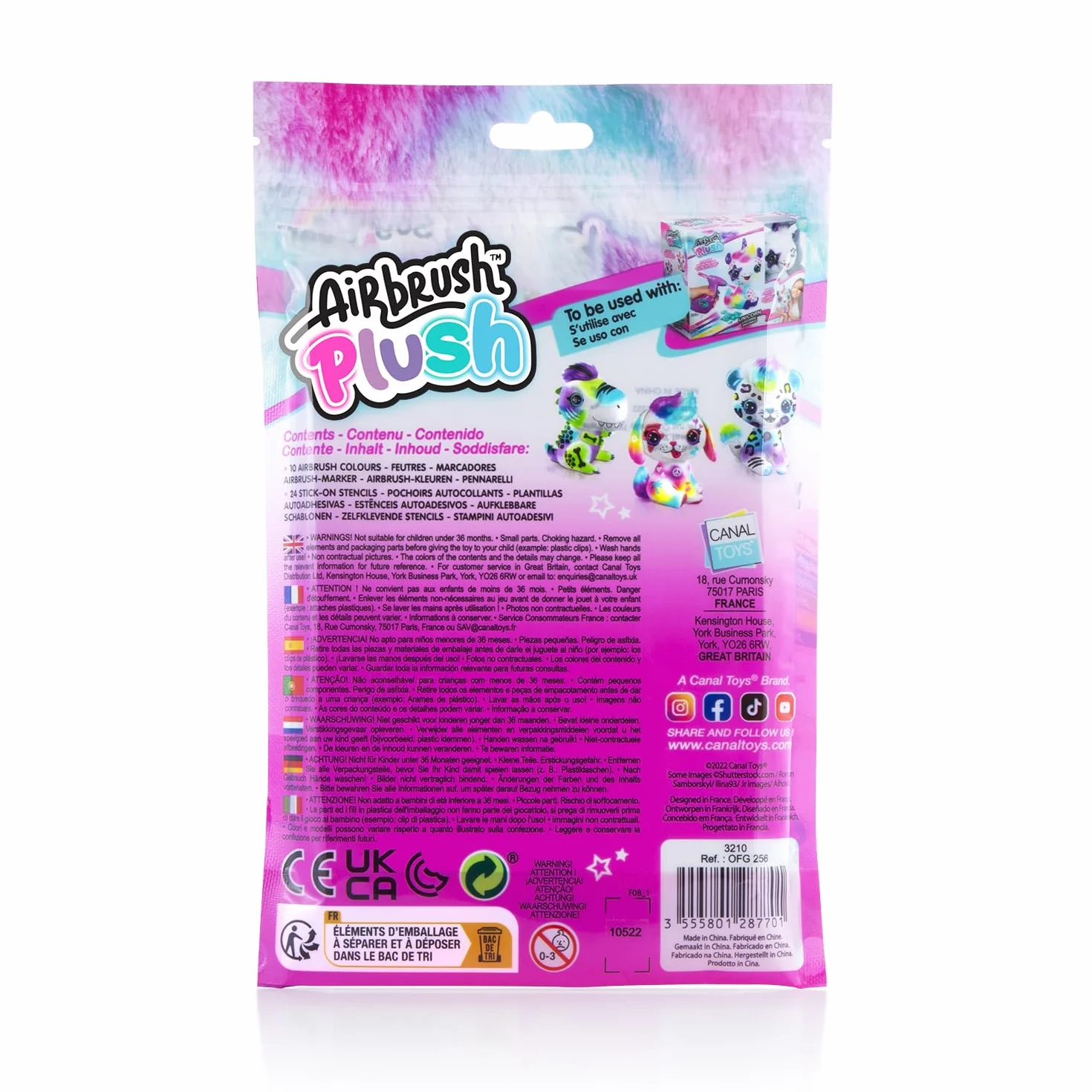 Canal Toys- Wkład do pluszu Airbrush, OFG 256, wielokolorowy