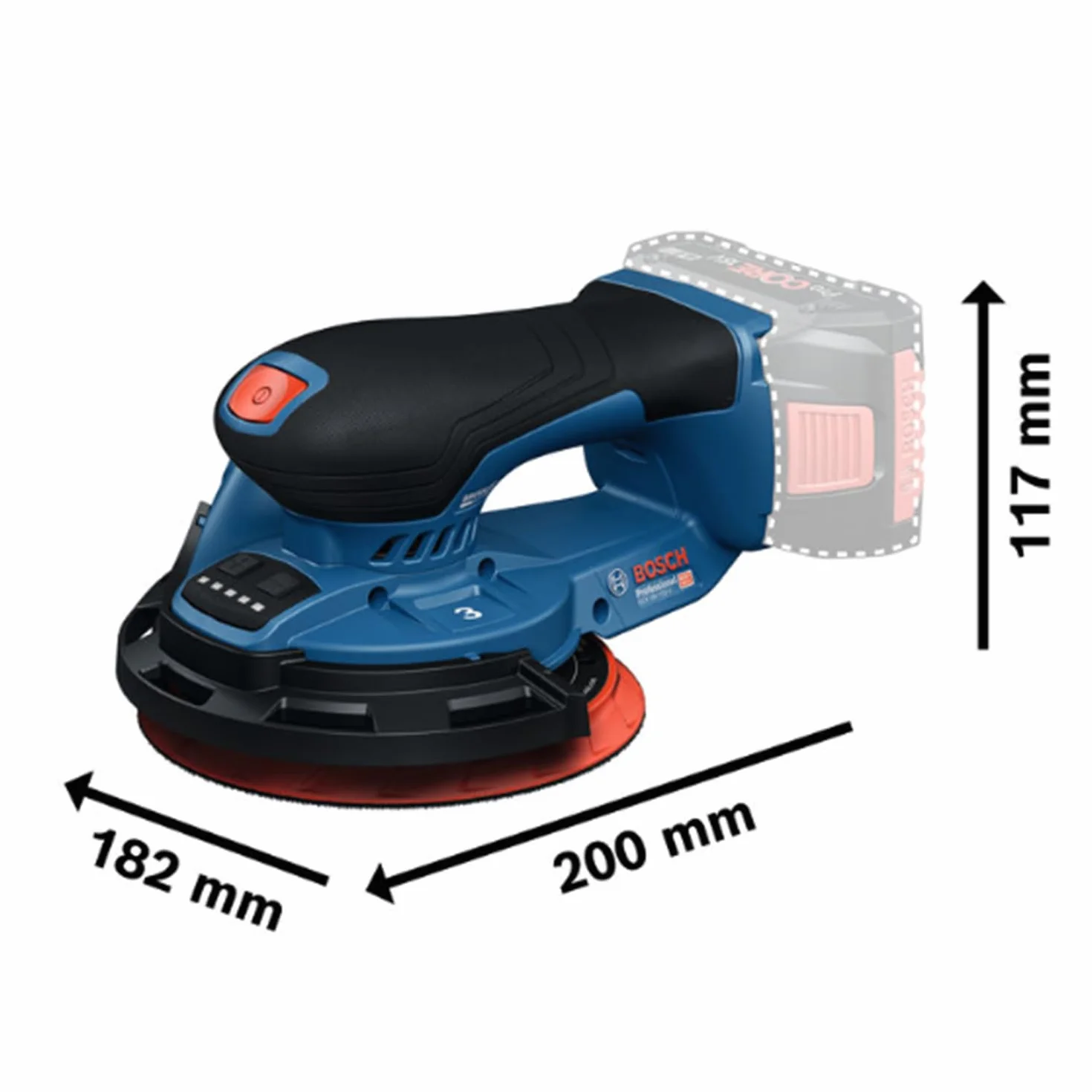 Bosch Professional 18 V firmy Bosch: szlifierka akumulatorowa GEX 18V-150-3 (1x papier ścierny, 1x pojemnik na pył, 1x pierścień ochronny)