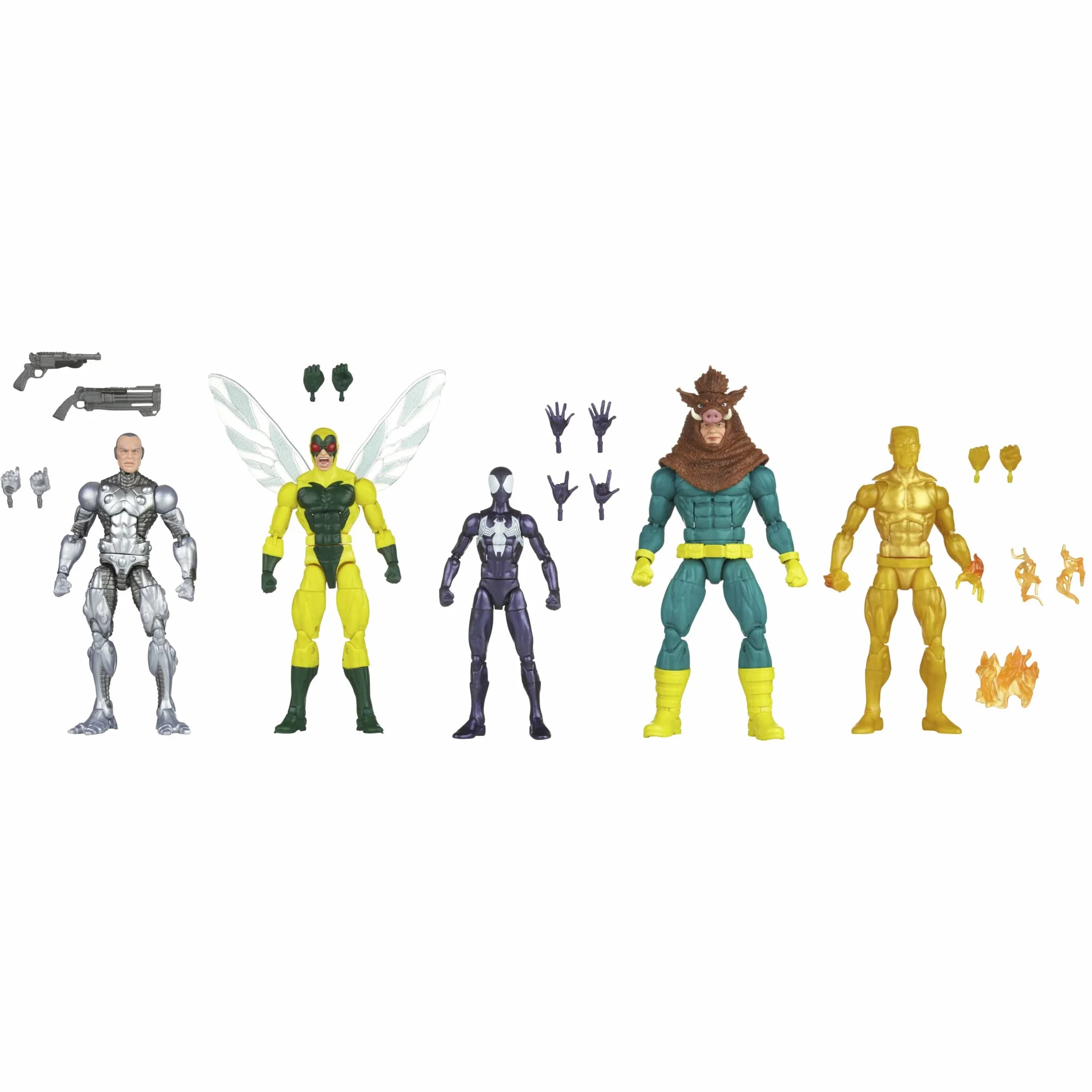 Marvel Legends Series, Zestaw 5 przegubowych figurek Spider-Mana z kolekcji 15 cm, 14 akcesoriów, dla dzieci, od 4 lat wyłącznie w Amazon