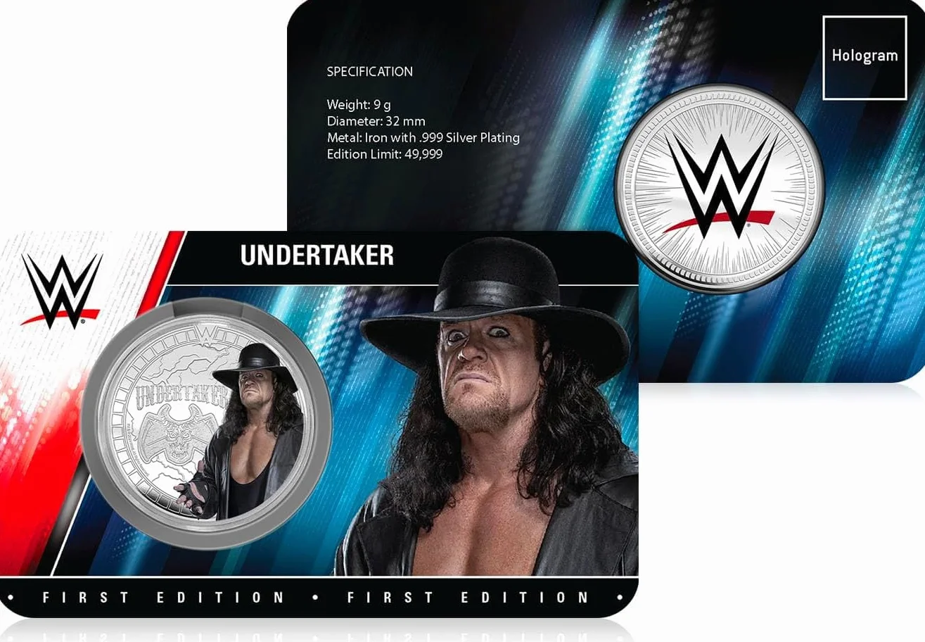 FANTASY CLUB Undertaker WWE 32 mm Oficjalna moneta kolekcjonerska – hołd dla gracza i nieśmiertelnej legendy WWE – limitowana edycja dla fanów i kolekcjonerów