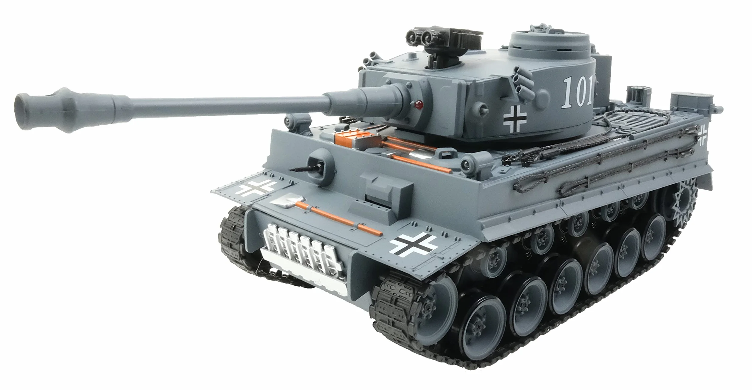 efaso Zdalnie sterowany czołg Tiger 1 M 1:16, funkcja strzału Soft Air Amunition, dźwięk i dym, dokładny model 2,4 GHz wraz z akumulatorem, ładowarką, bateriami do zdalnego sterowania