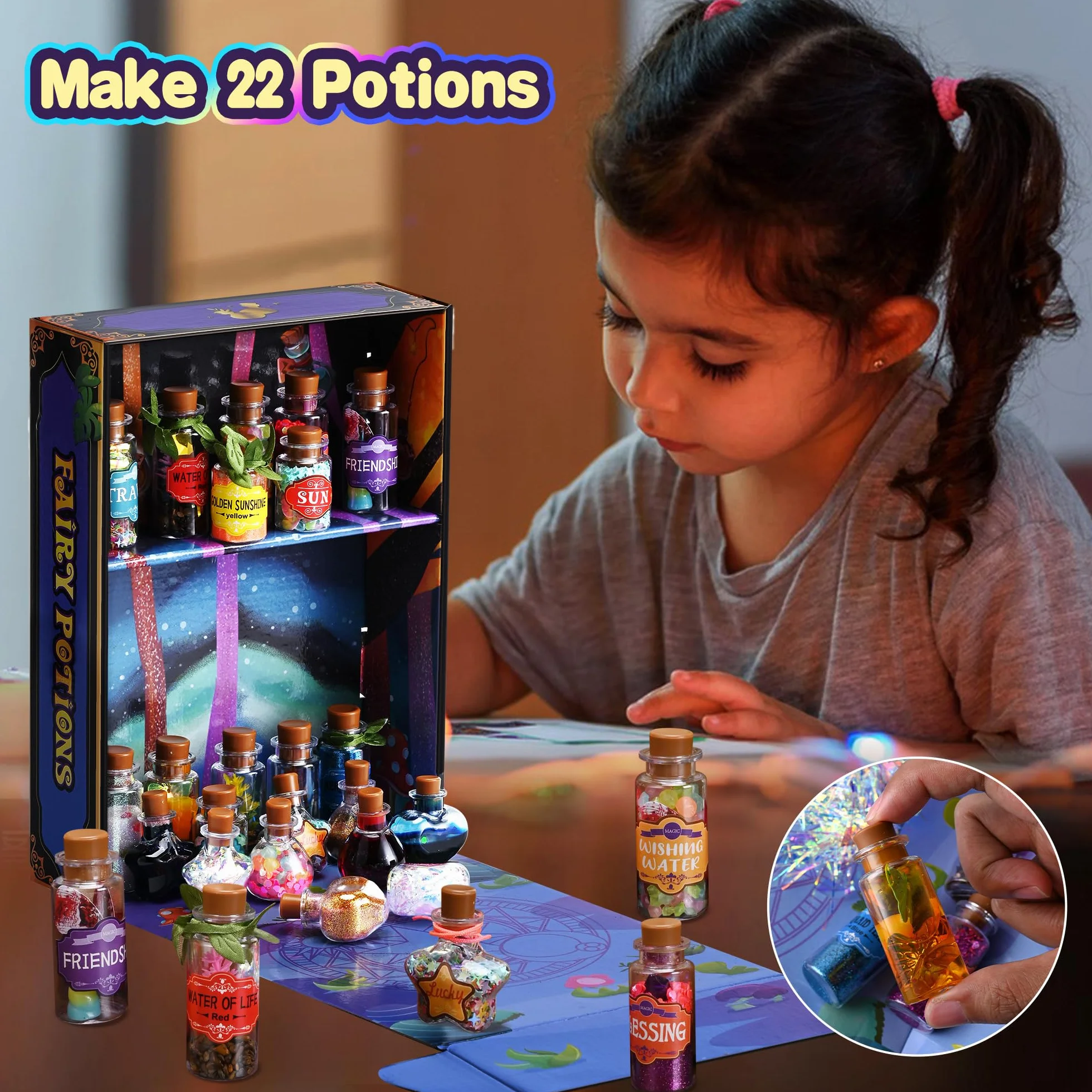 Wothfav Magiczna mikstura dla dzieci, 22 butelki z eliksem, zestaw vintage wróżek, zabawki rzemieślnicze