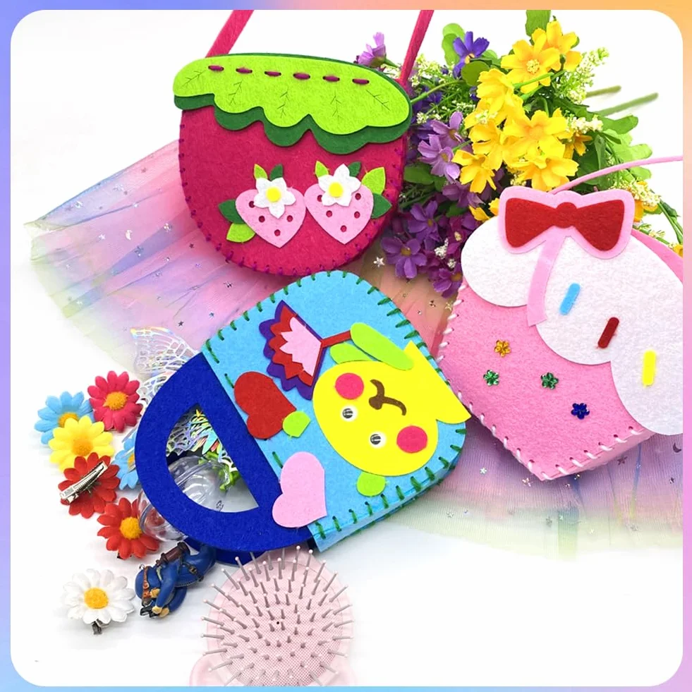 AffeGifts DIY zestaw do szycia filcowego dla dzieci, 4 sztuki torby edukacyjne
